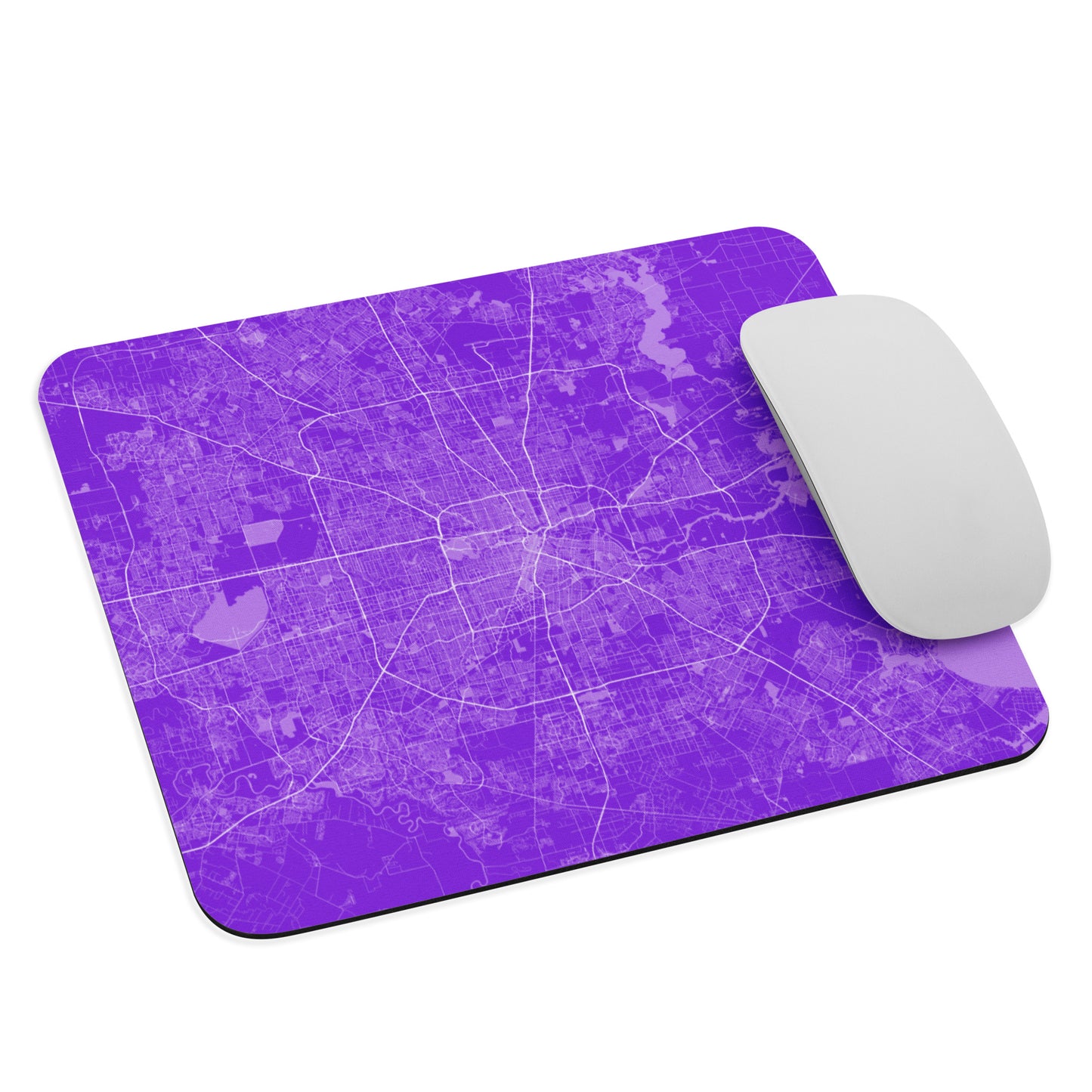Houston Purple and White Map Mouse Pad