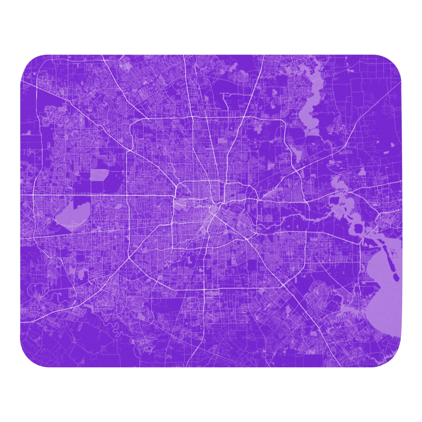 Houston Purple and White Map Mouse Pad
