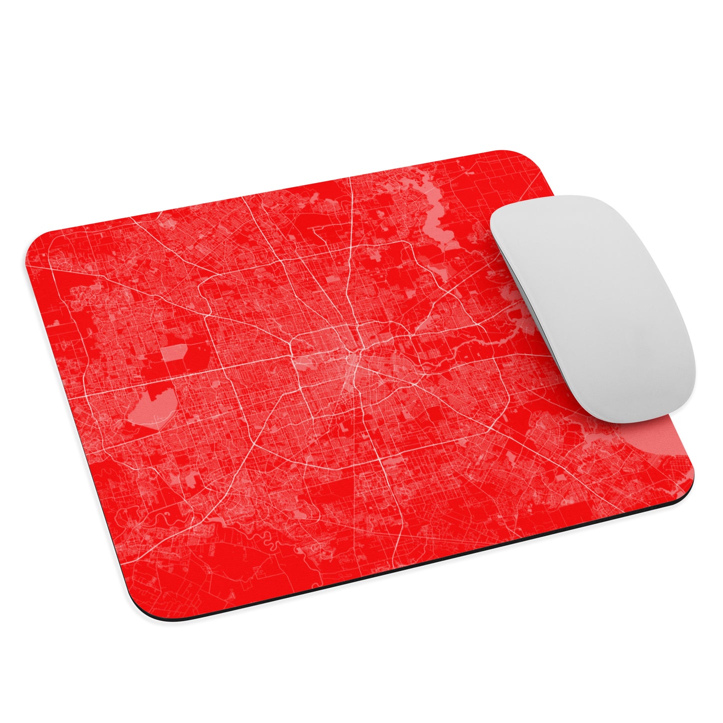 Houston Red and White Map Mouse Pad