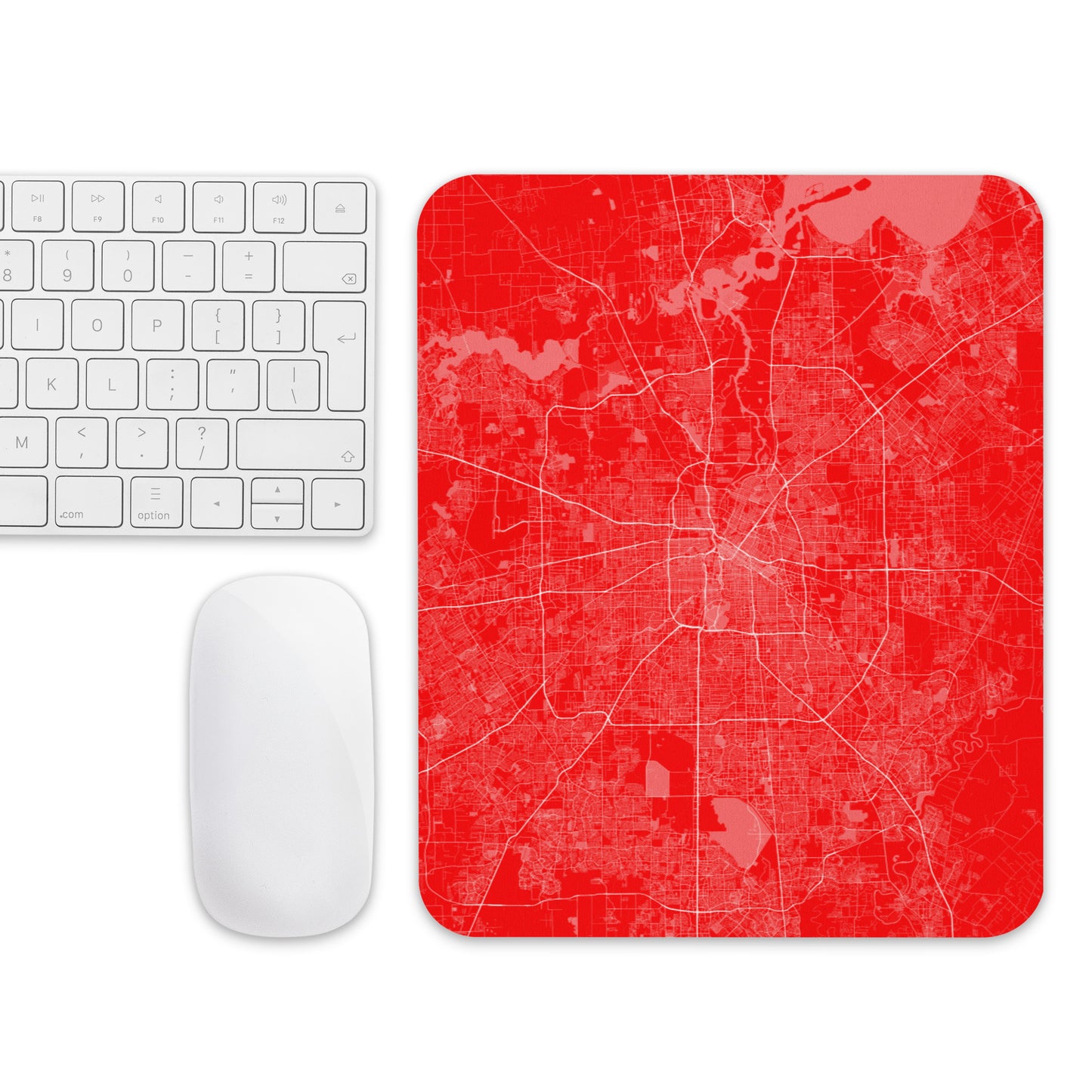 Houston Red and White Map Mouse Pad