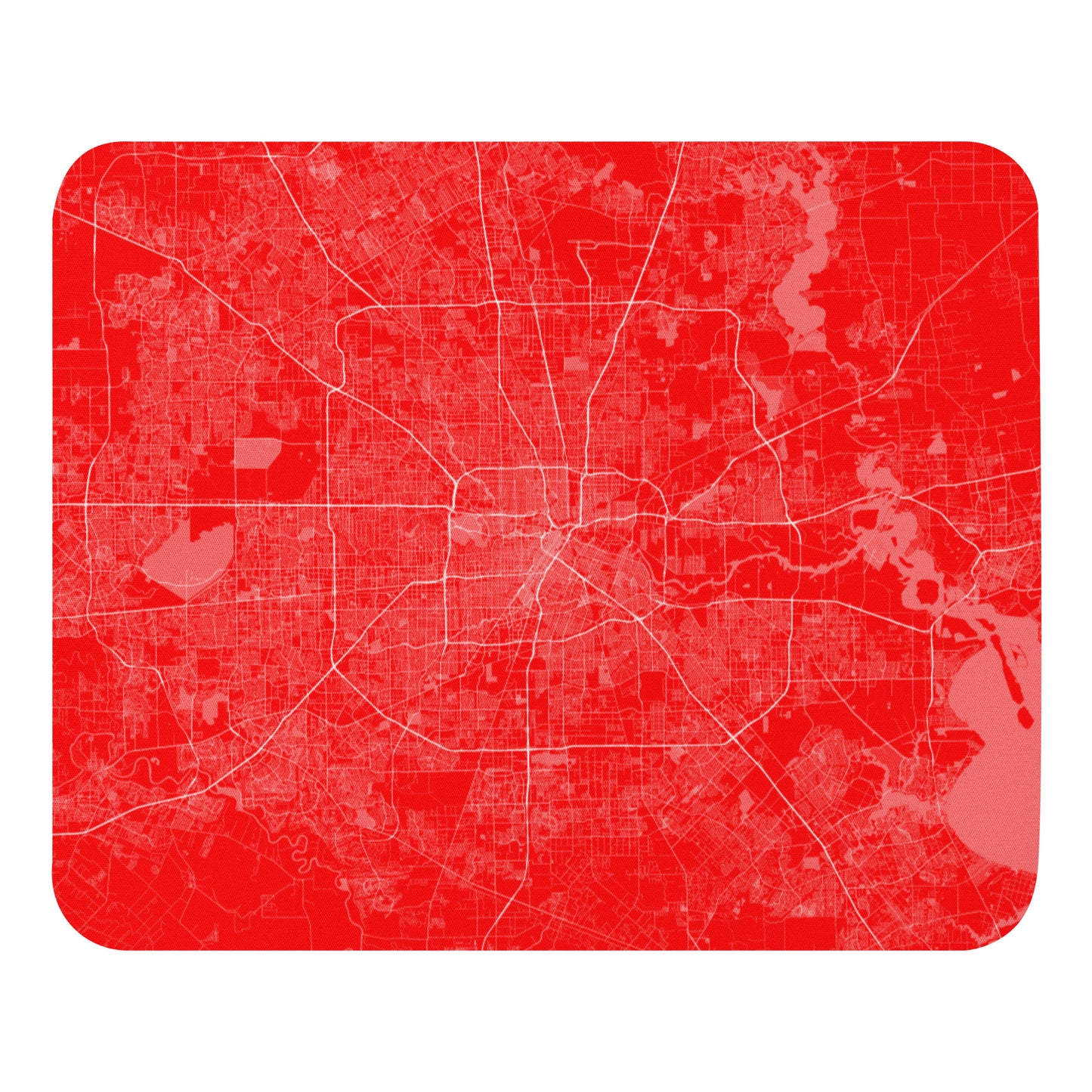 Houston Red and White Map Mouse Pad