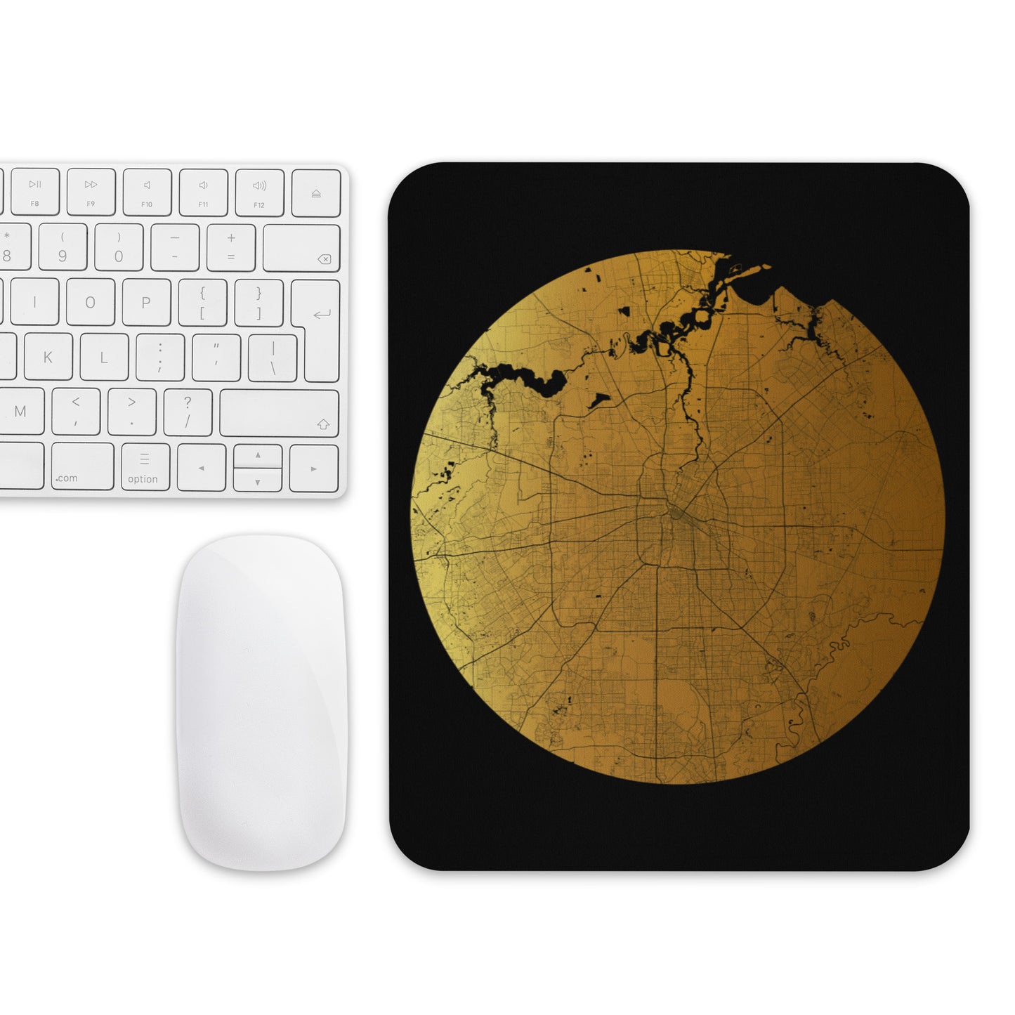 Houston Gold on Black Map Mouse Pad