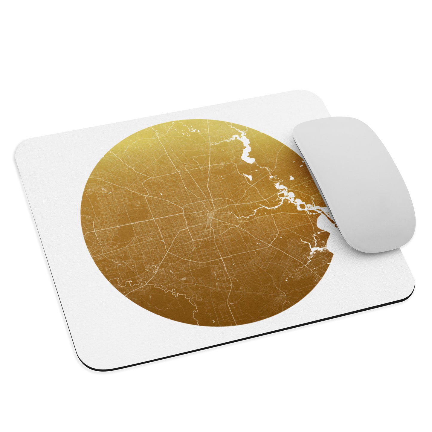 Houston Gold on White Map Mouse Pad