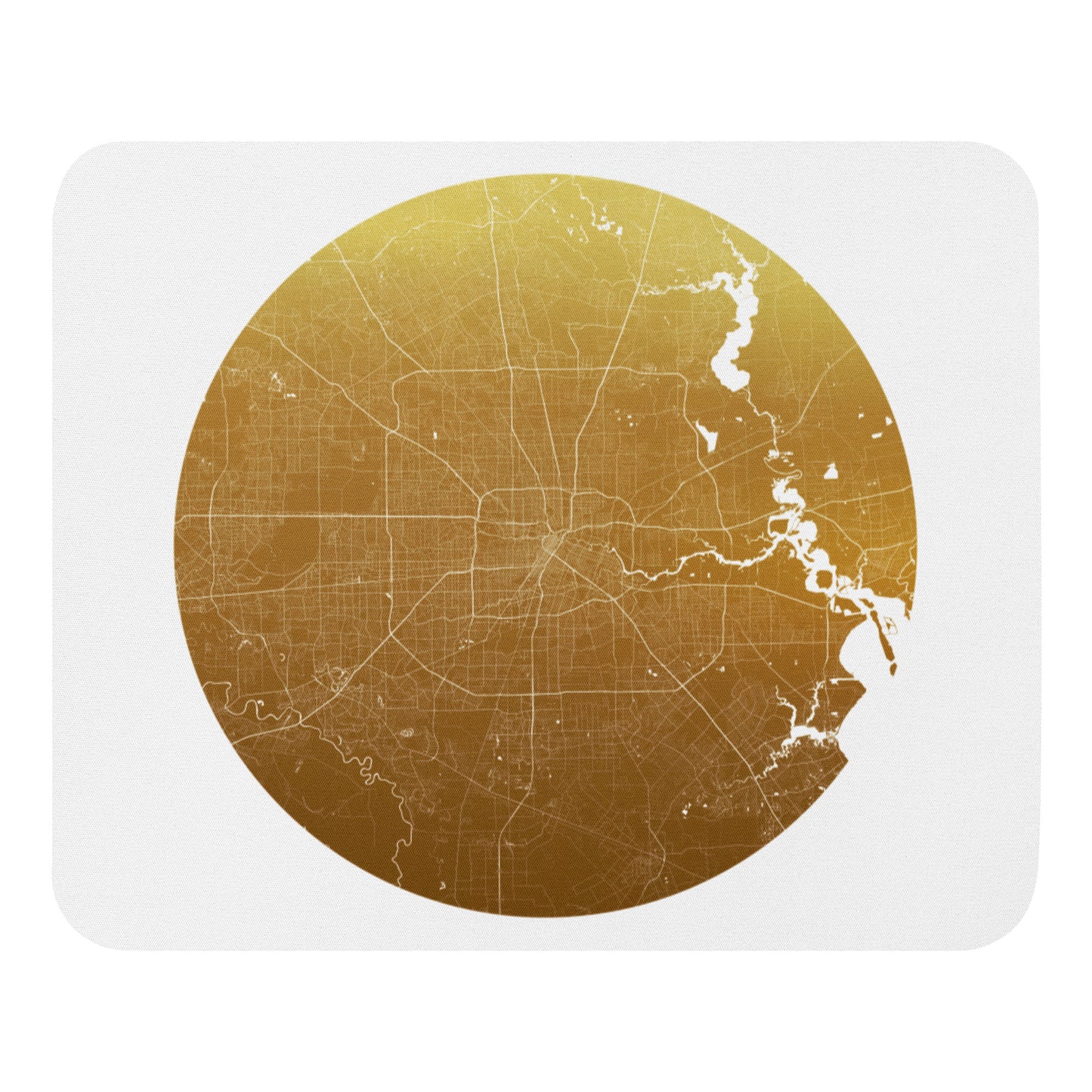 Houston Gold on White Map Mouse Pad