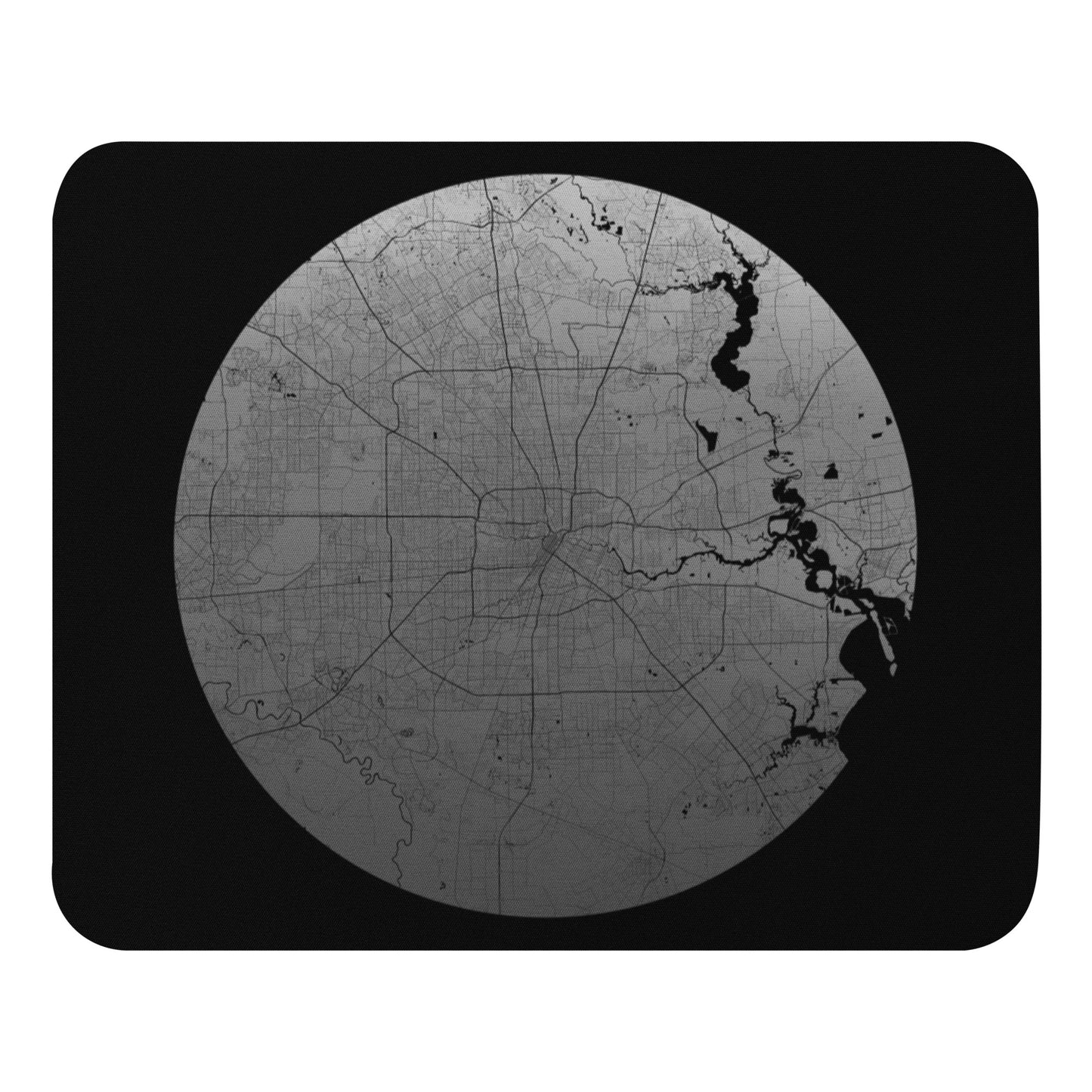 Houston Silver on Black Map Mouse Pad