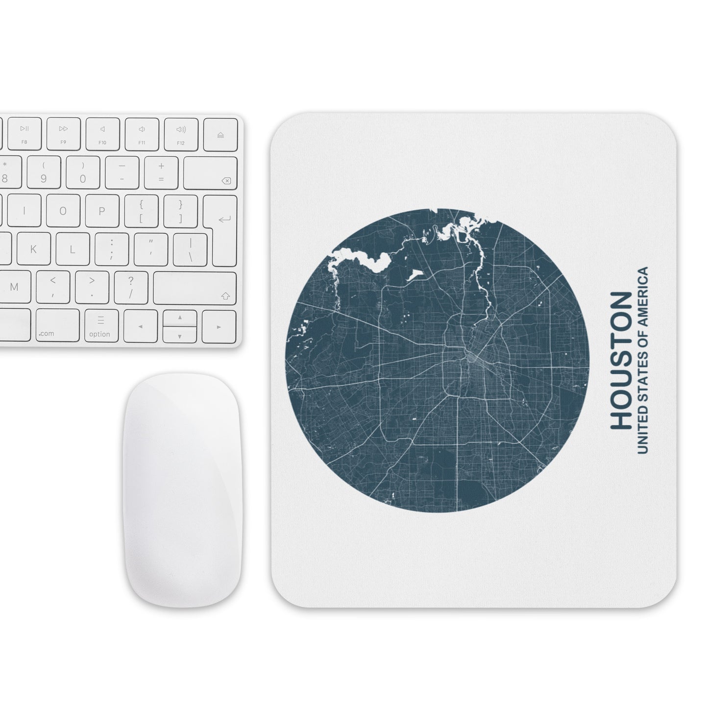Houston Circular Blue Map Mouse Pad