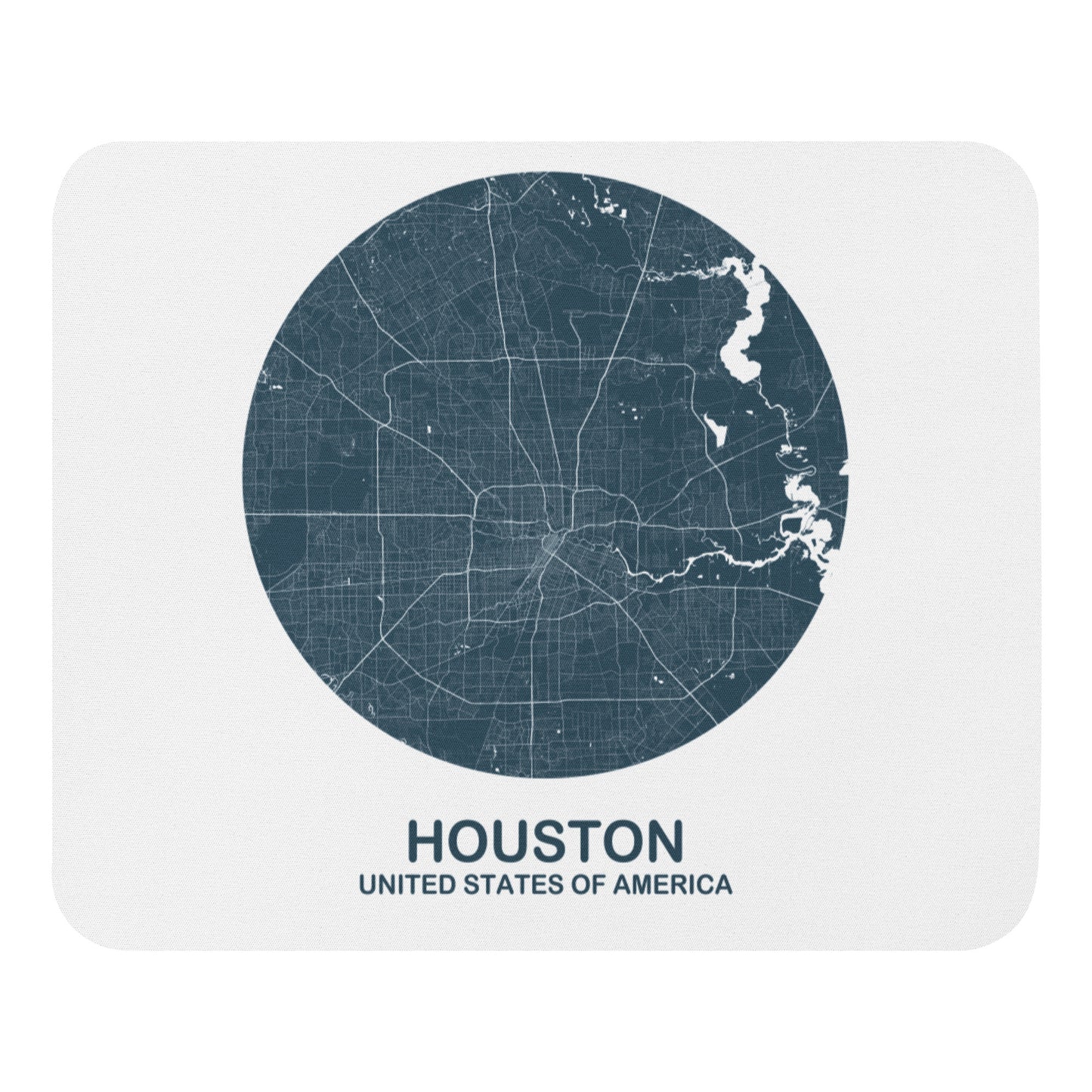 Houston Circular Blue Map Mouse Pad