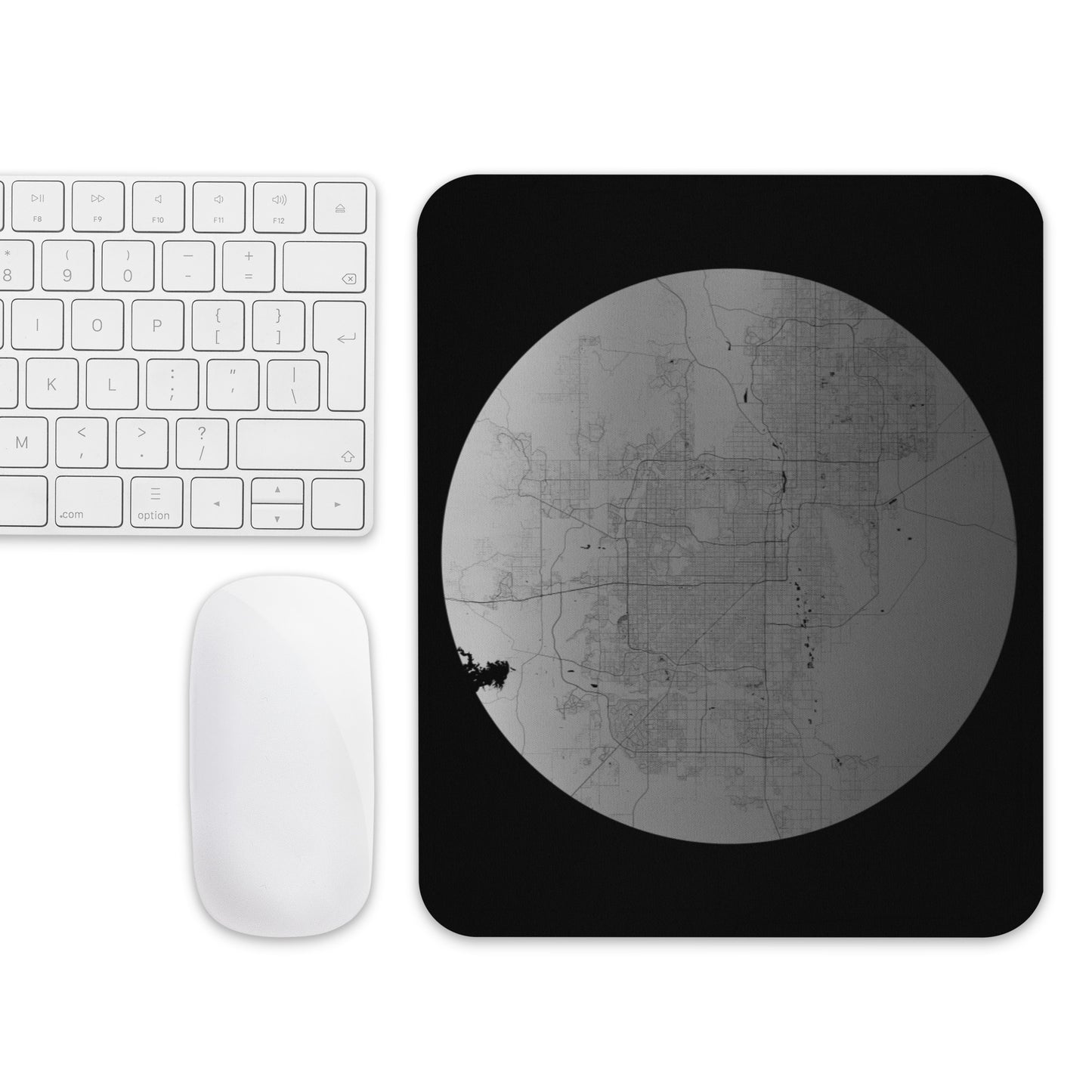 Phoenix Silver on Black Map Mouse Pad