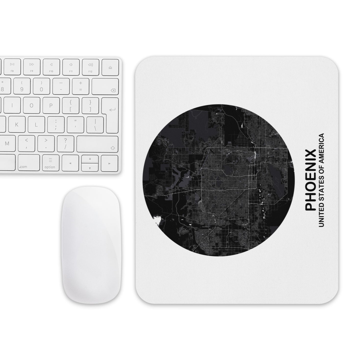 Phoenix Circular Black Map Mouse Pad