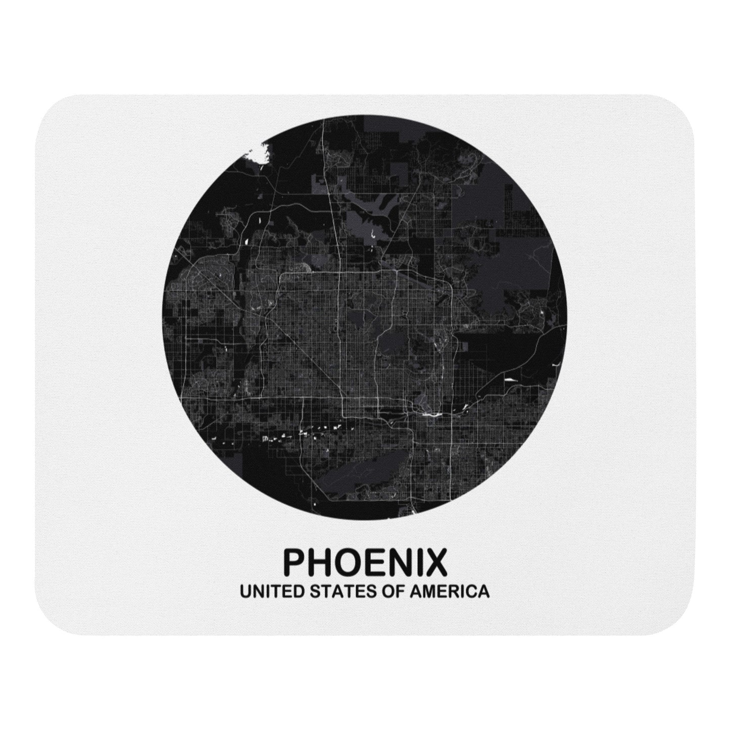 Phoenix Circular Black Map Mouse Pad