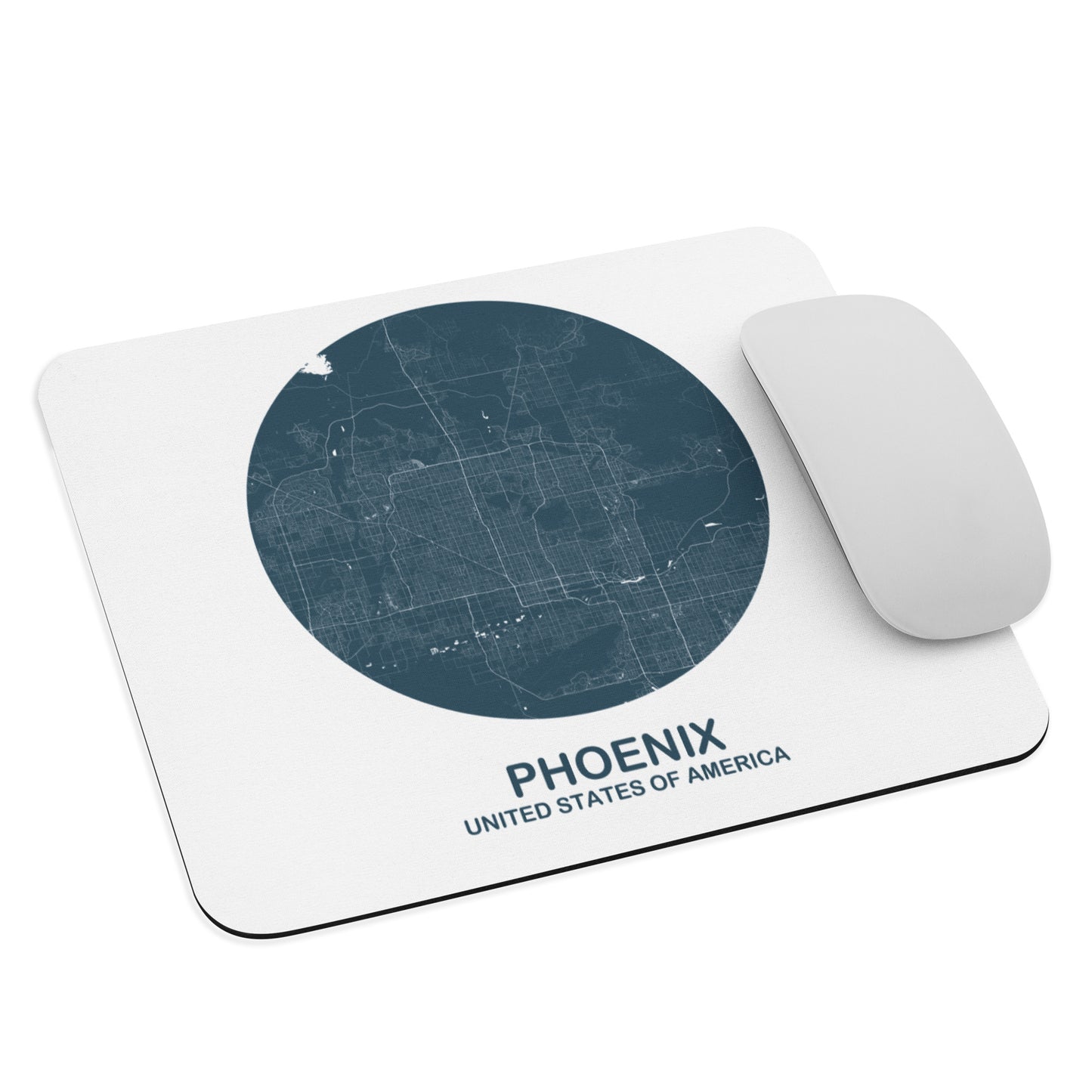 Phoenix Circular Blue Map Mouse Pad