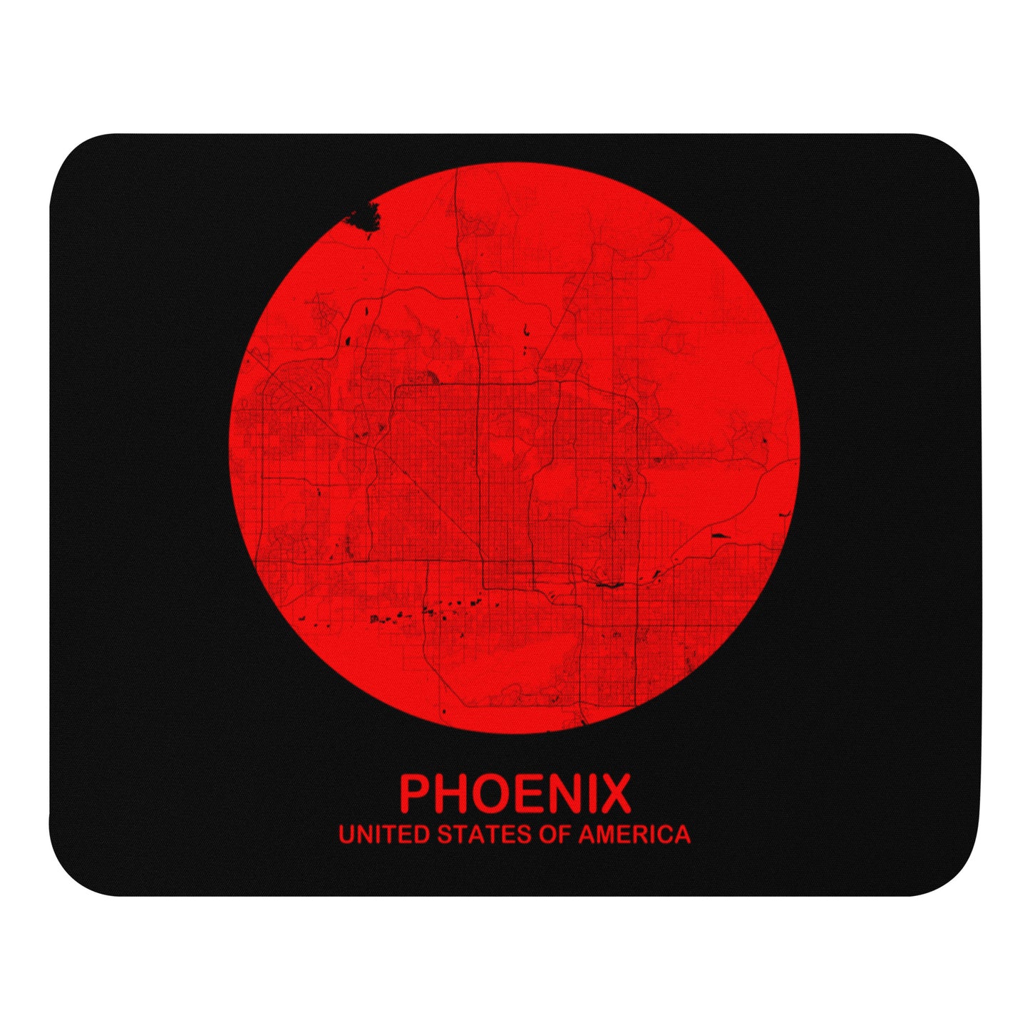 Phoenix Circular Red Map Mouse Pad