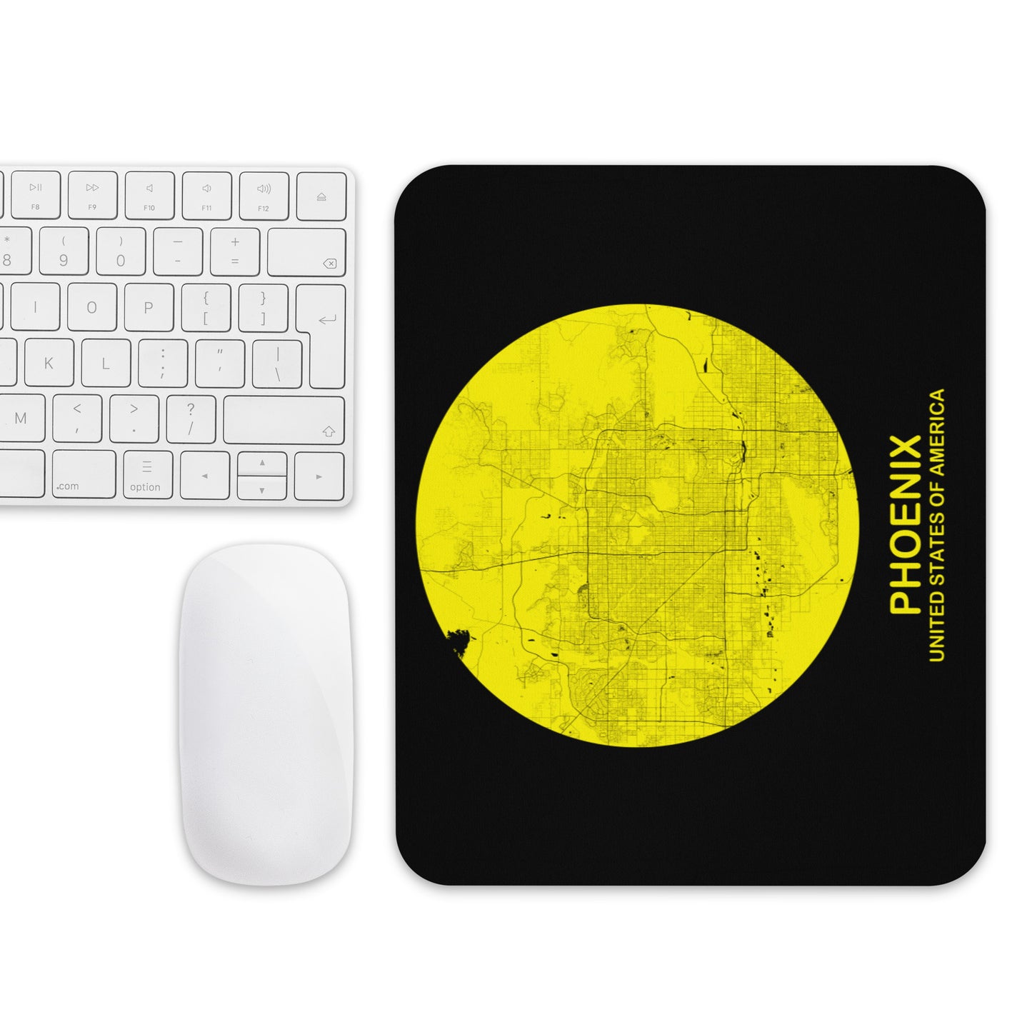 Phoenix Circular Yellow Map Mouse Pad