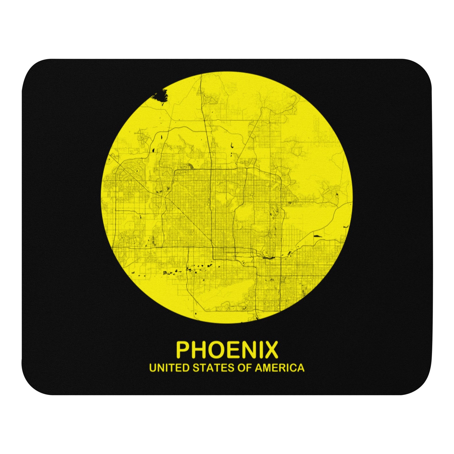 Phoenix Circular Yellow Map Mouse Pad