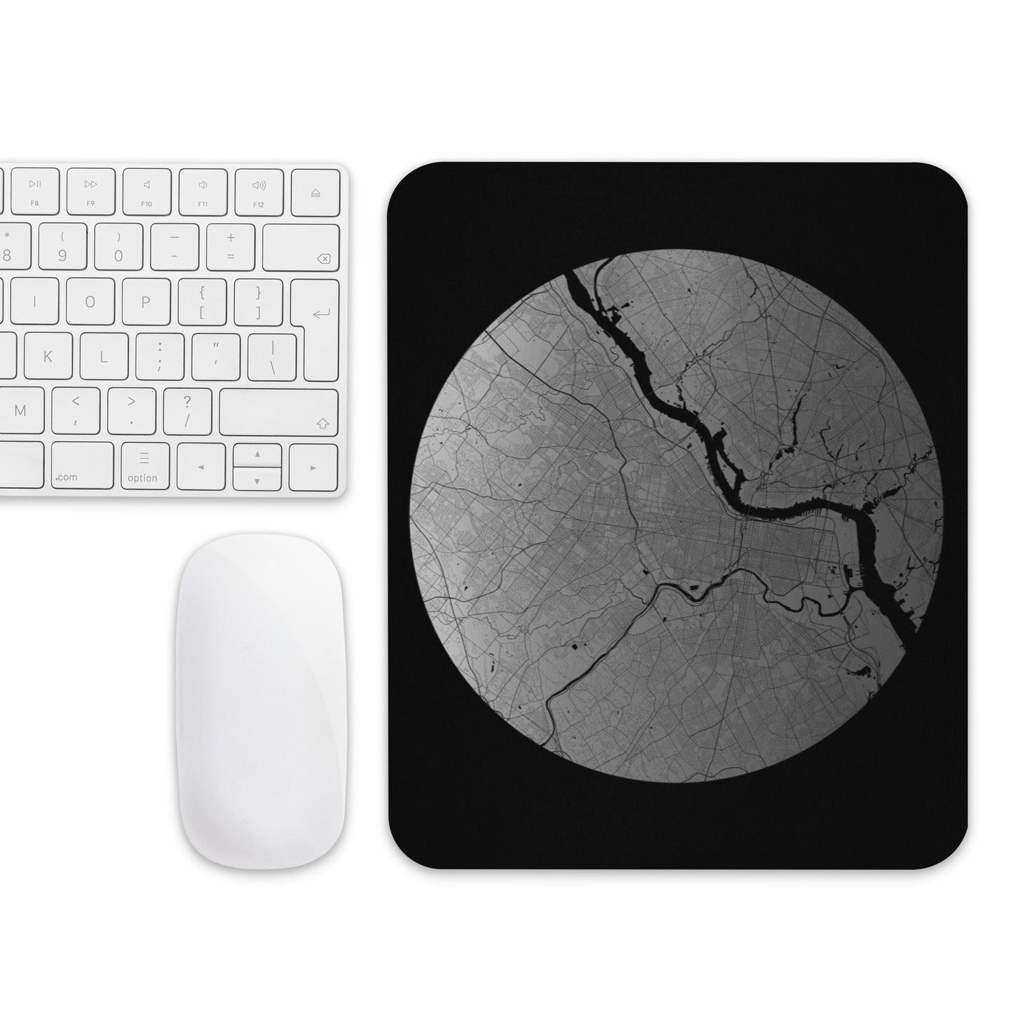 Philadelphia Silver on Black Map Mouse Pad