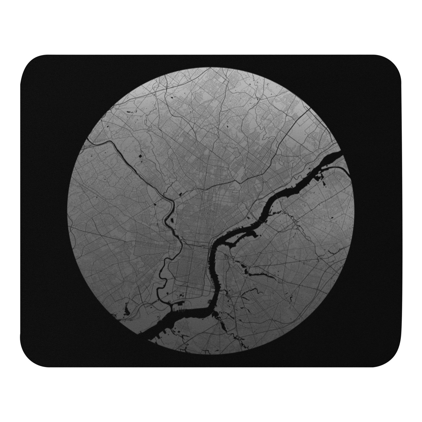 Philadelphia Silver on Black Map Mouse Pad