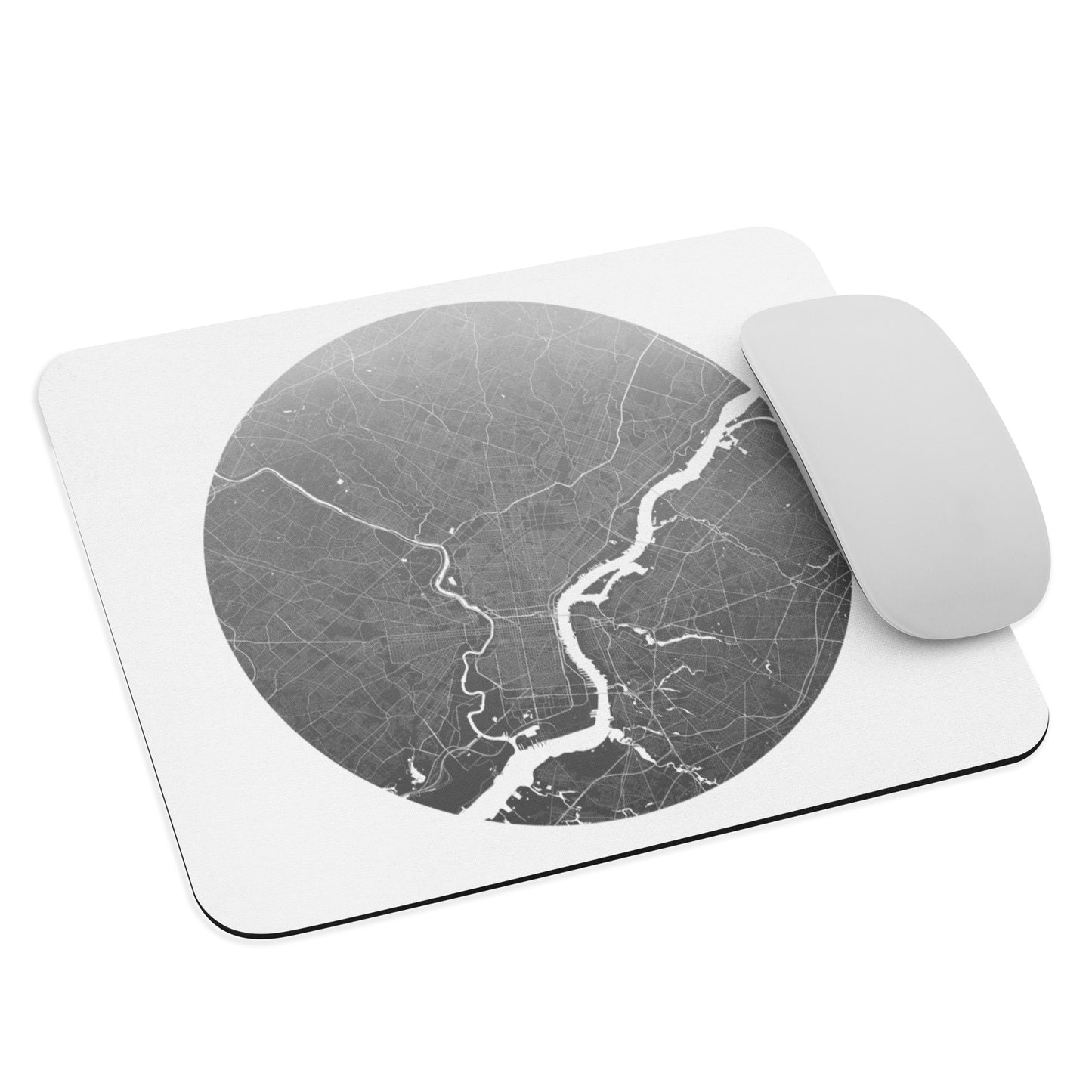 Philadelphia Silver on White Map Mouse Pad
