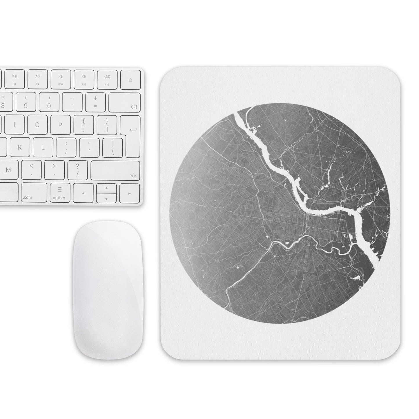 Philadelphia Silver on White Map Mouse Pad