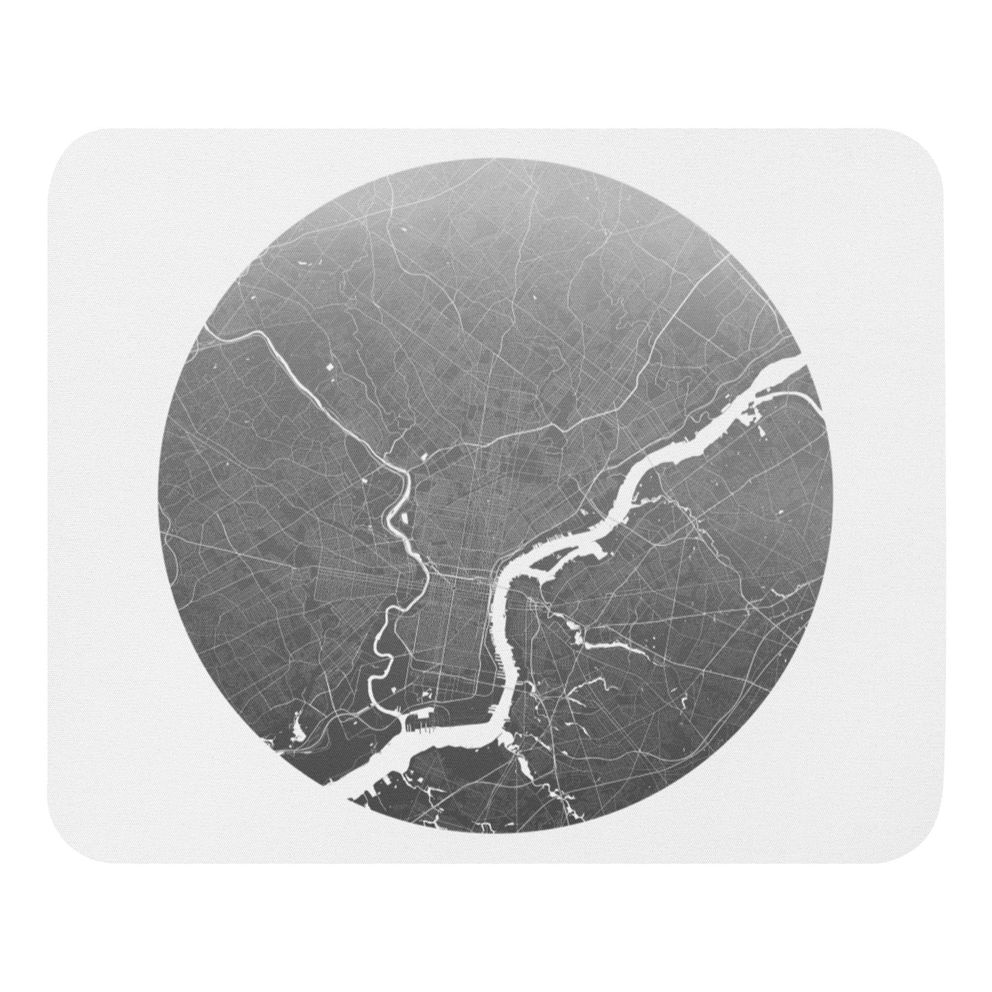 Philadelphia Silver on White Map Mouse Pad