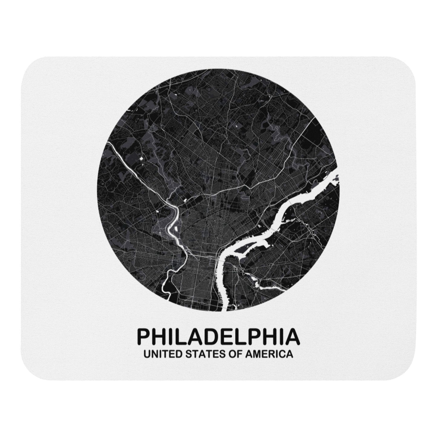 Philadelphia Circular Black Map Mouse Pad