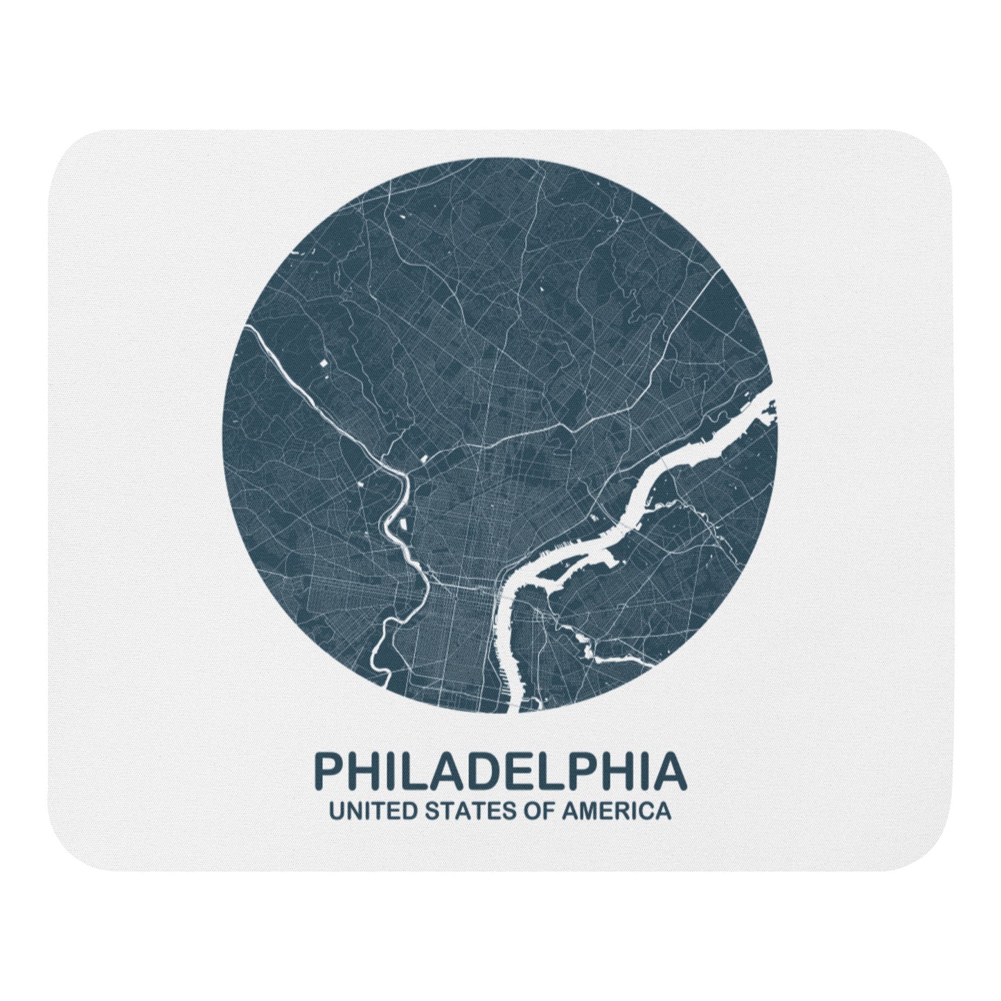 Philadelphia Circular Blue Map Mouse Pad