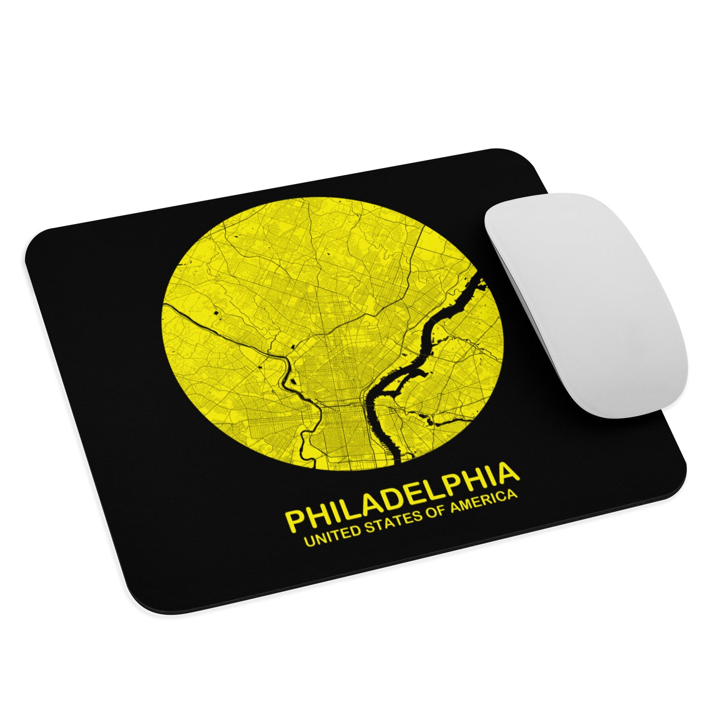 Philadelphia Circular Yellow Map Mouse Pad
