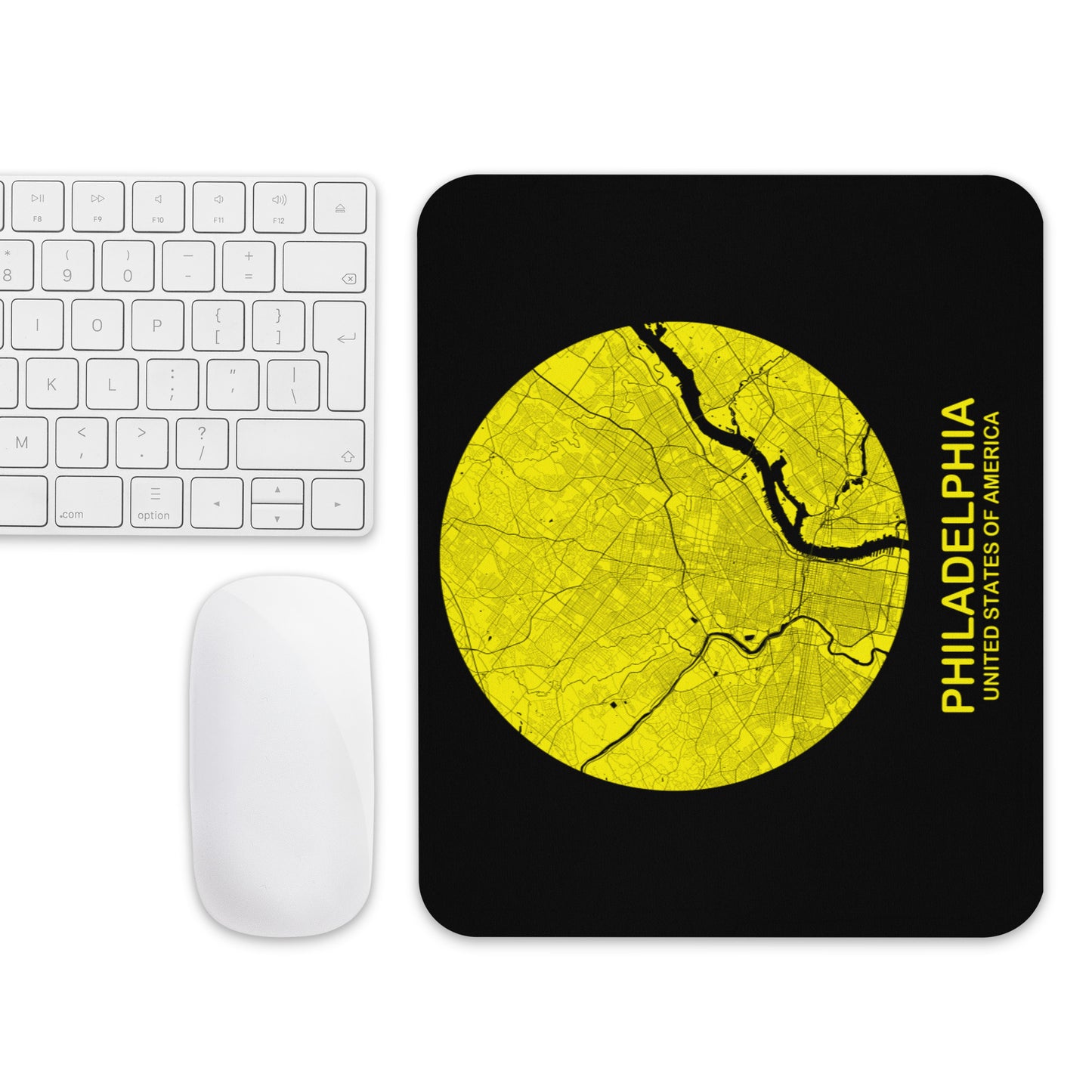Philadelphia Circular Yellow Map Mouse Pad