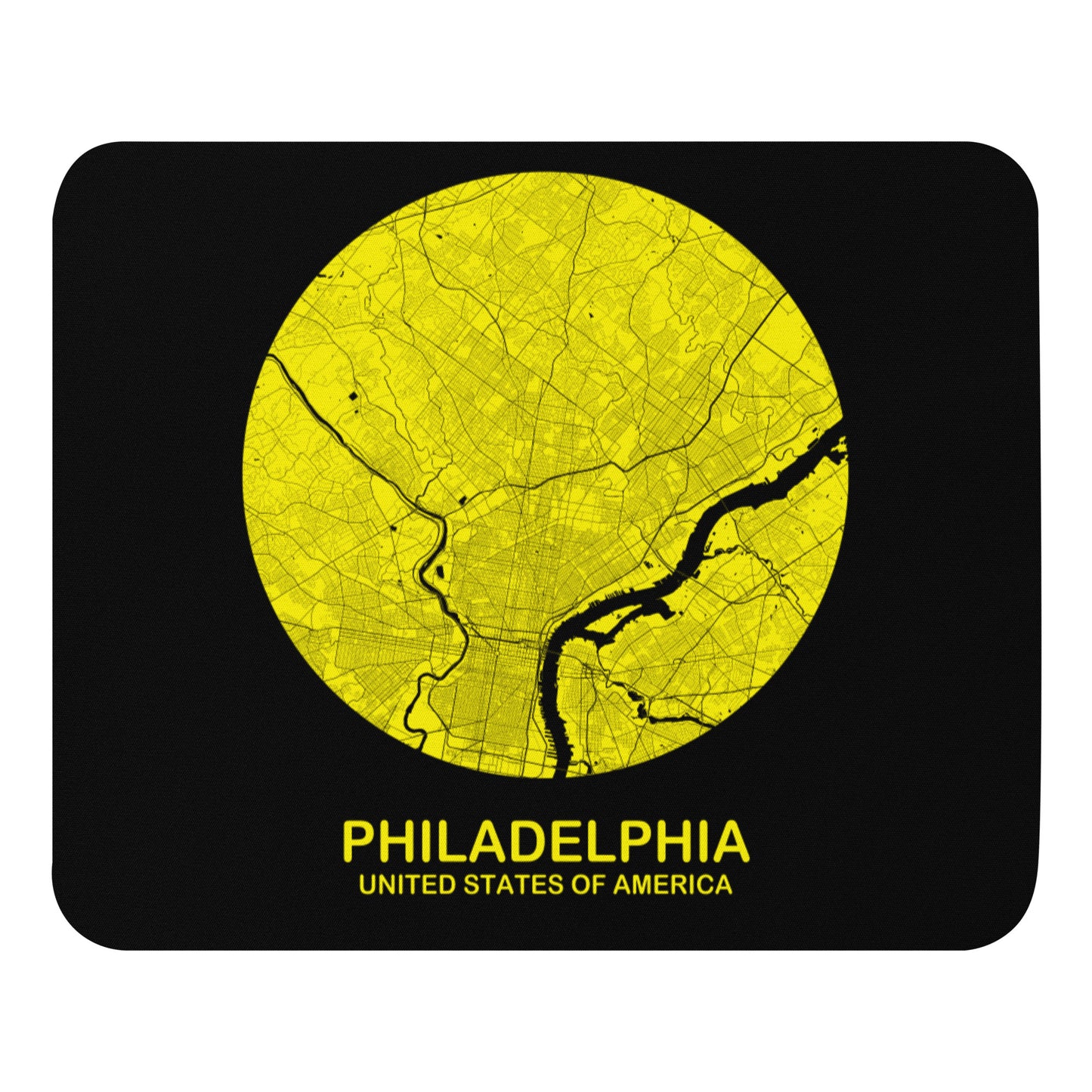 Philadelphia Circular Yellow Map Mouse Pad