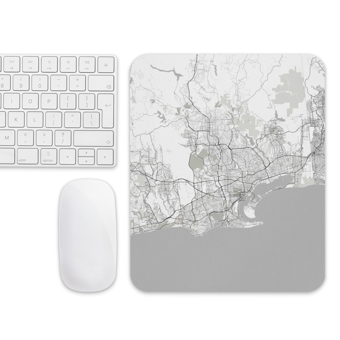 San Diego White Map Mouse Pad