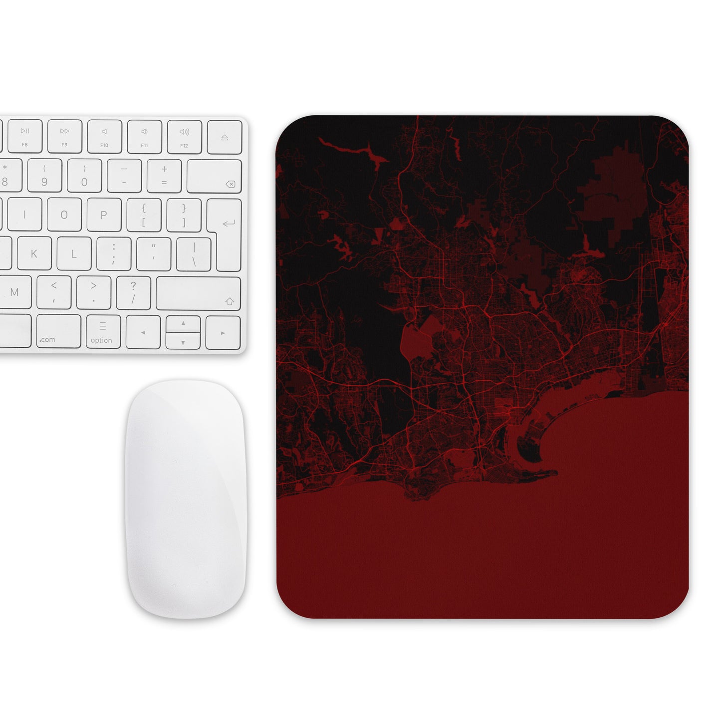 San Diego Black and Red Map Mouse Pad