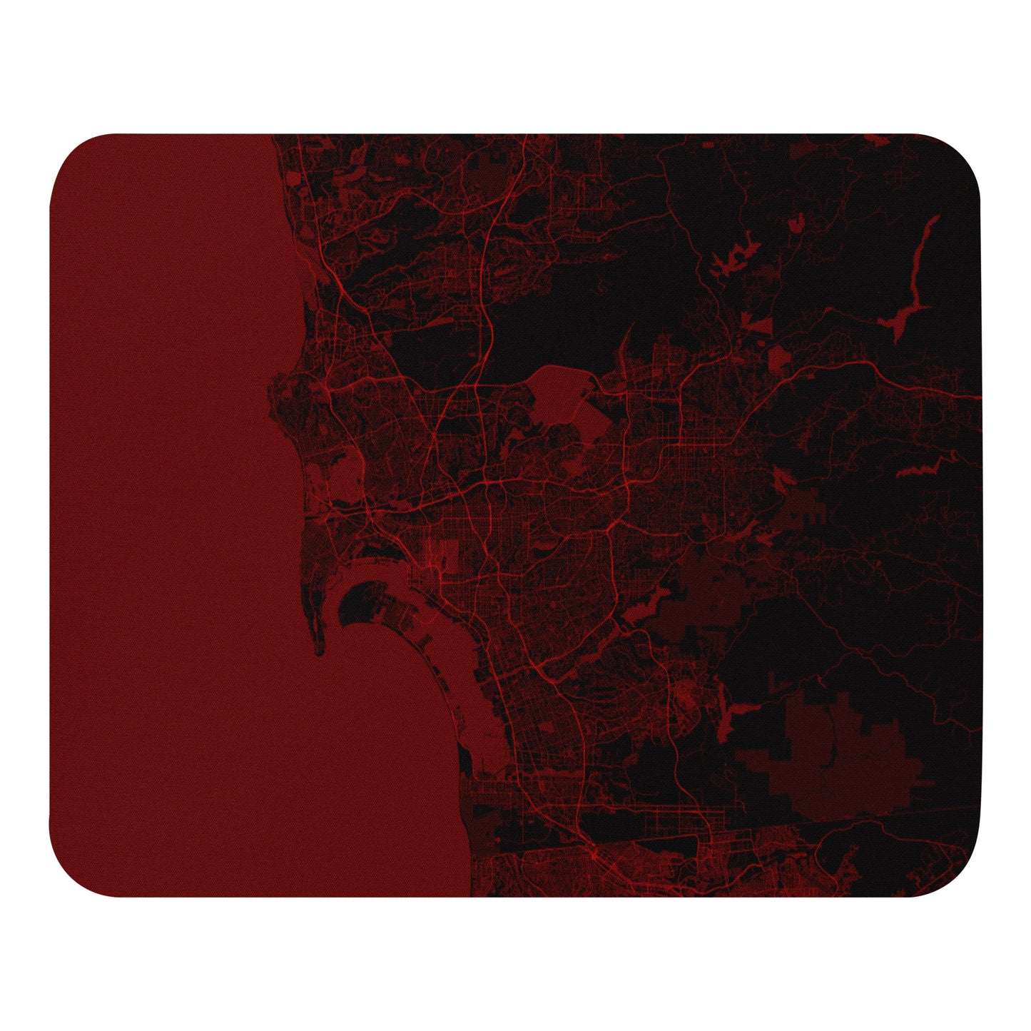 San Diego Black and Red Map Mouse Pad