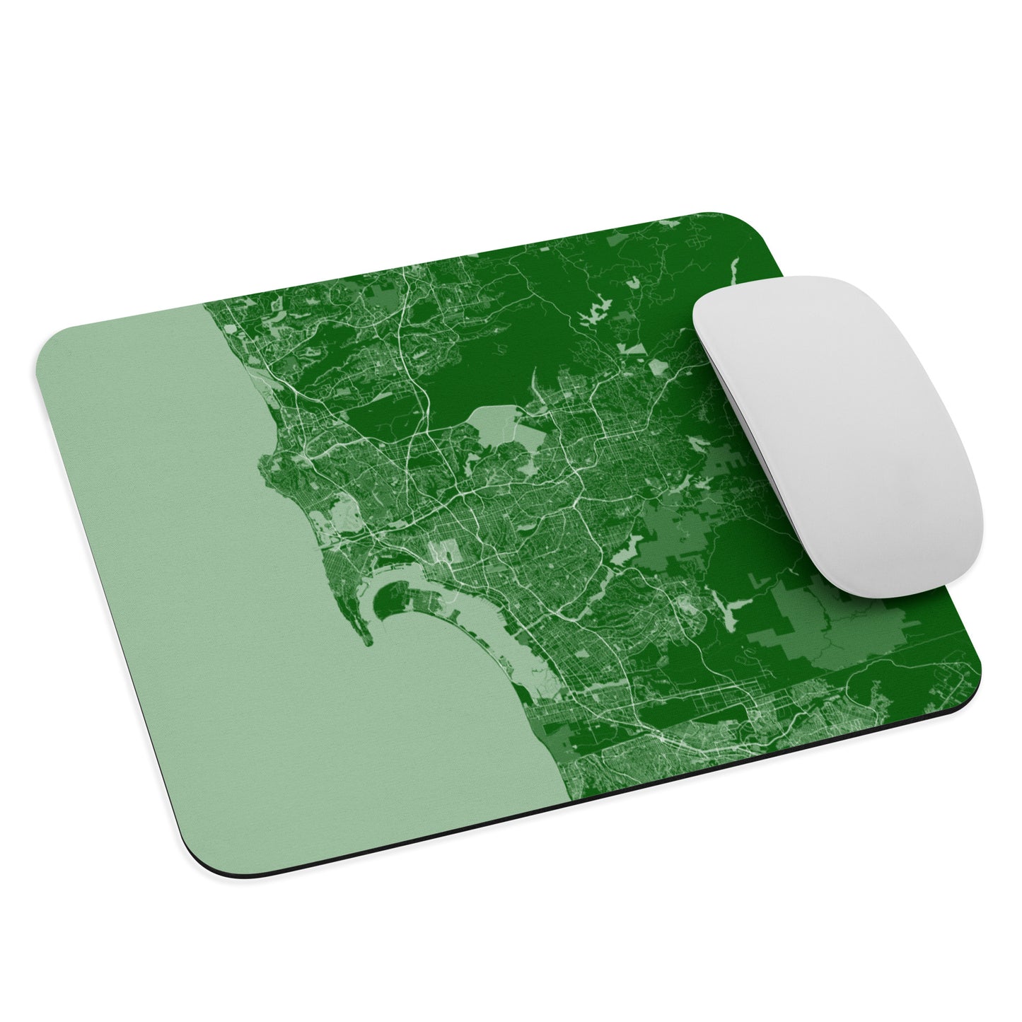 San Diego Green and White Map Mouse Pad