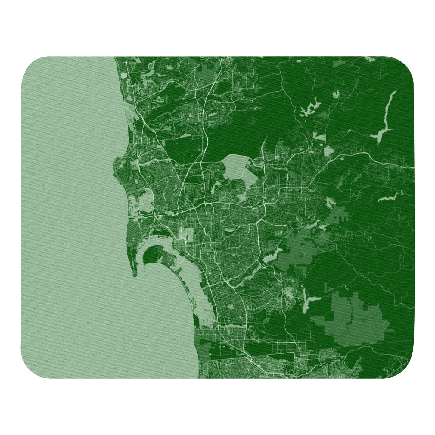 San Diego Green and White Map Mouse Pad