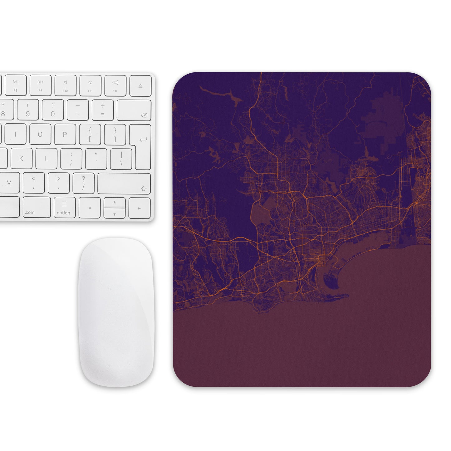 San Diego Purple and Orange Map Mouse Pad