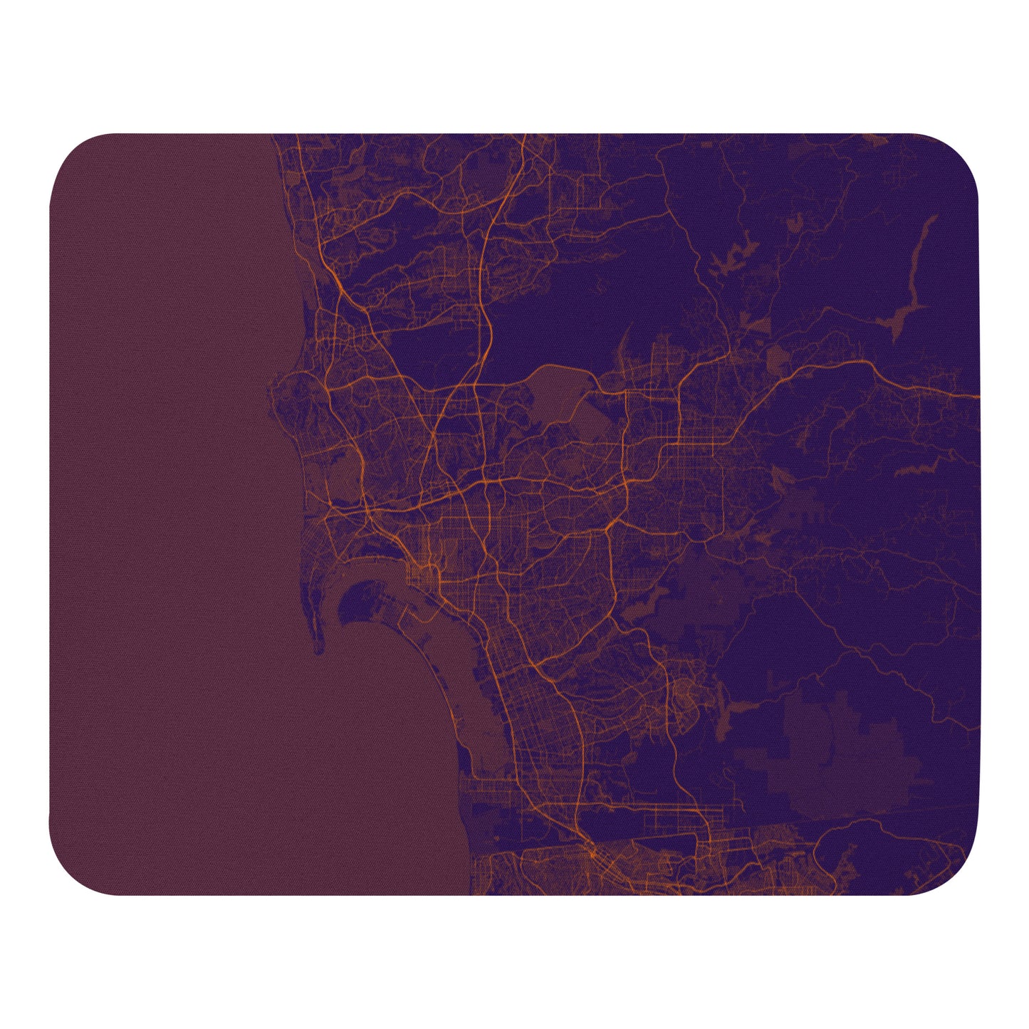 San Diego Purple and Orange Map Mouse Pad