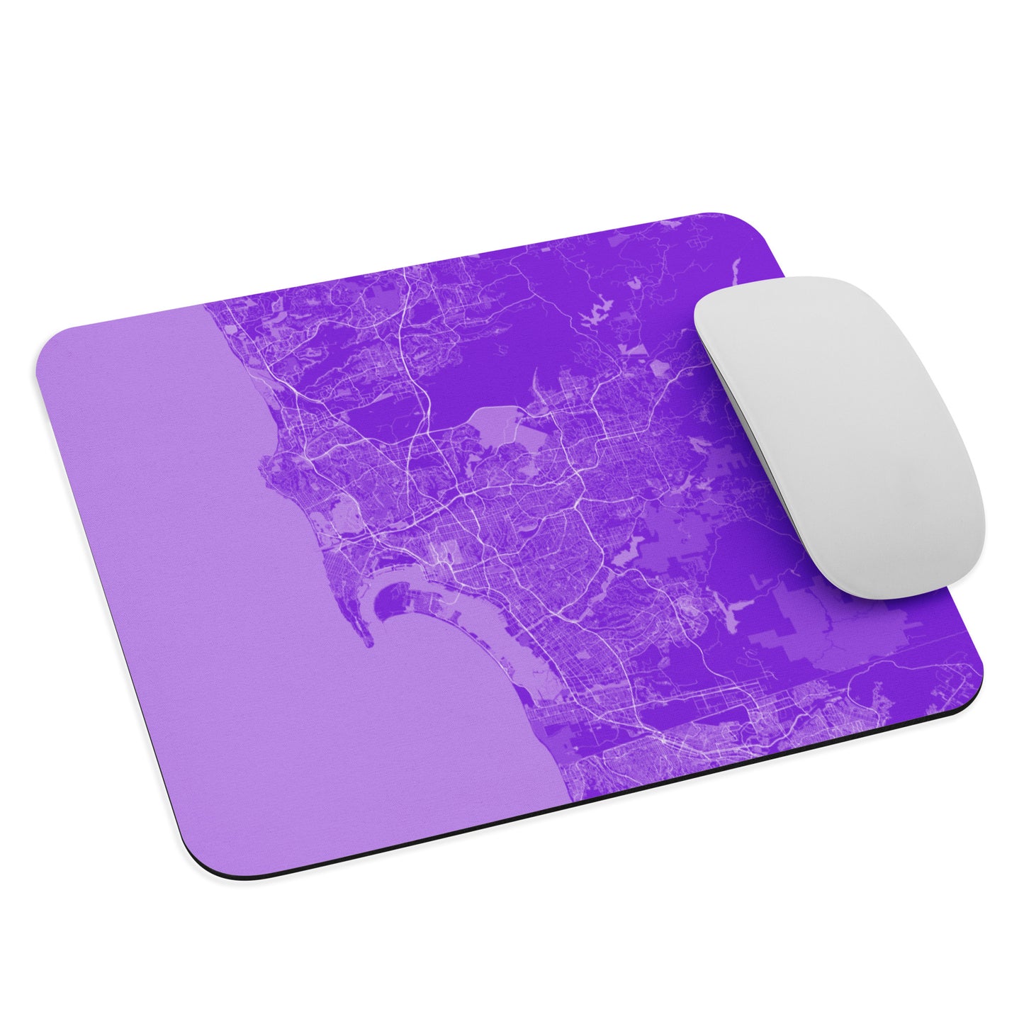 San Diego Purple and White Map Mouse Pad