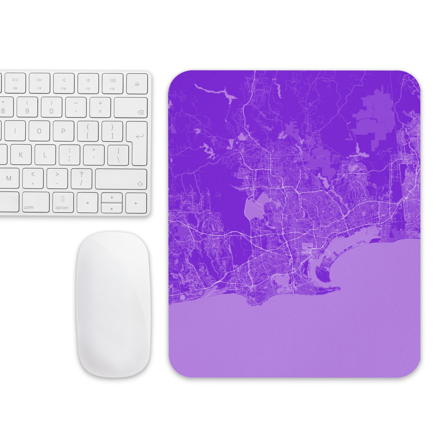 San Diego Purple and White Map Mouse Pad