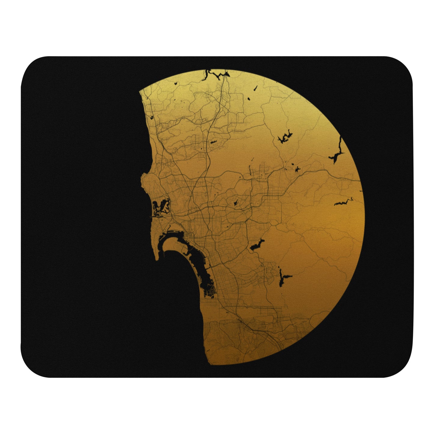San Diego Gold on Black Map Mouse Pad