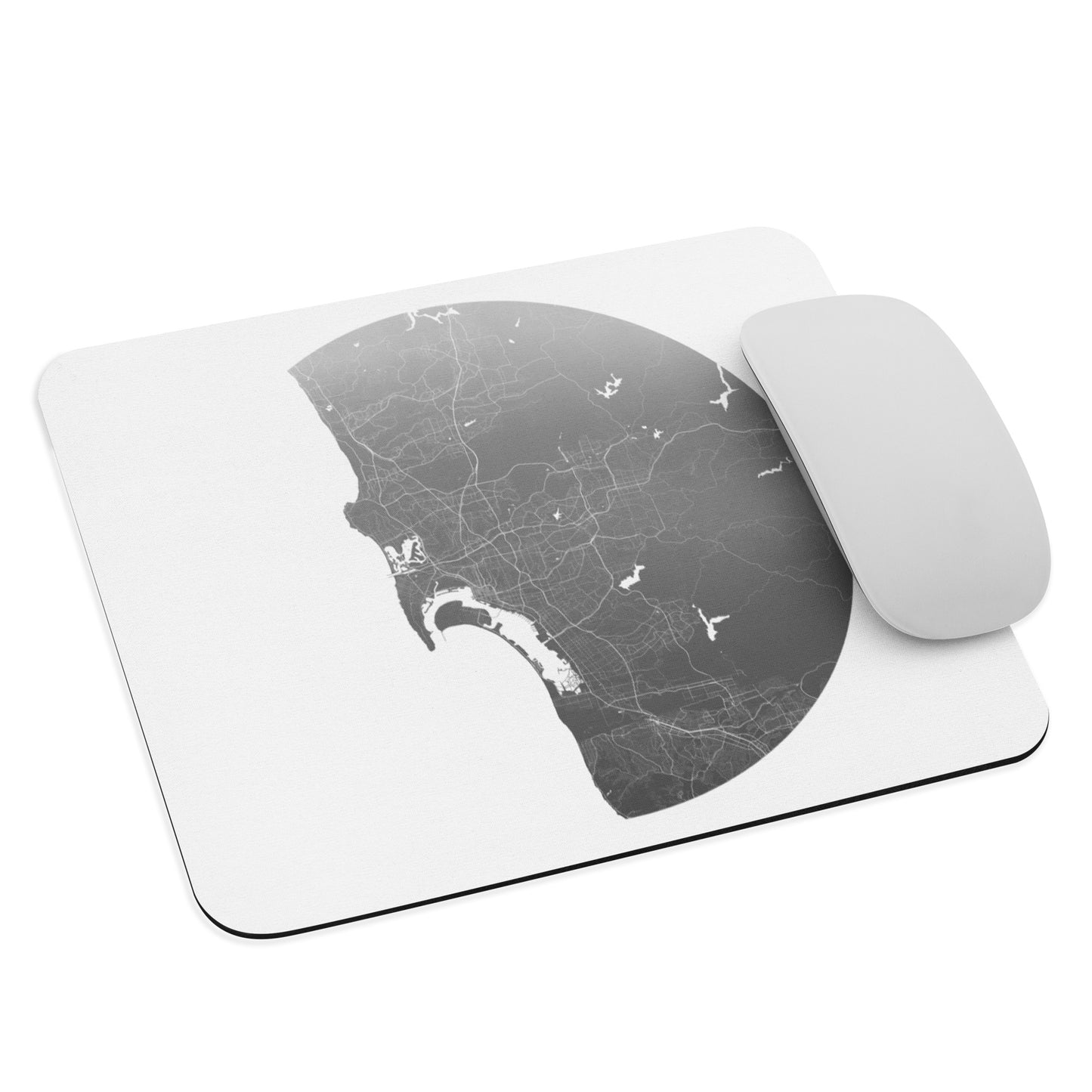 San Diego Silver on White Map Mouse Pad