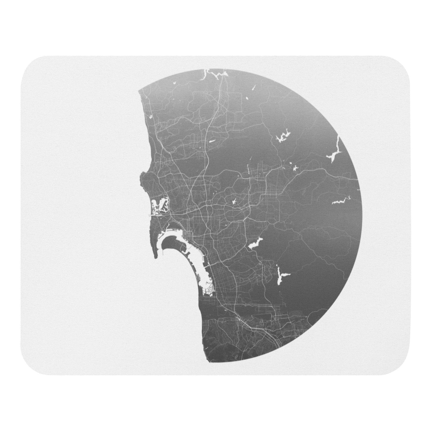 San Diego Silver on White Map Mouse Pad