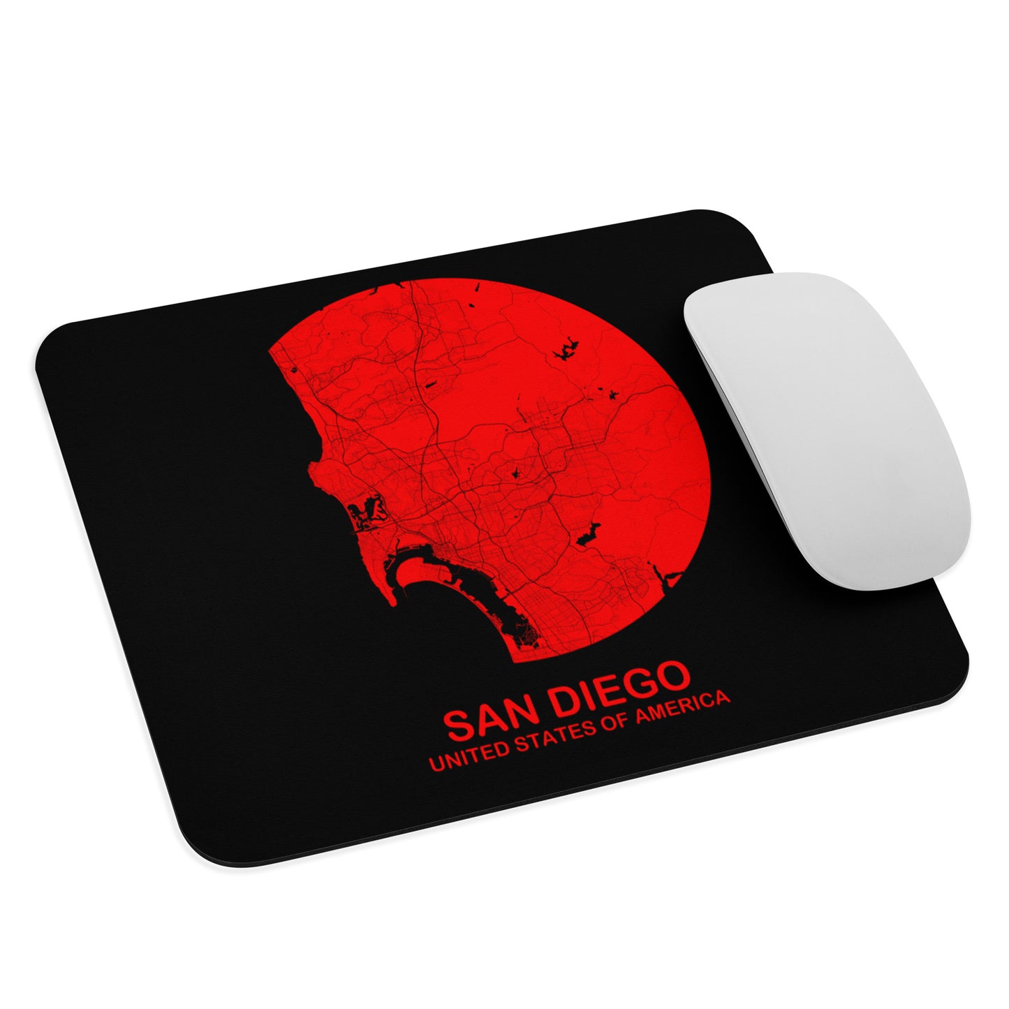 San Diego Circular Red Map Mouse Pad