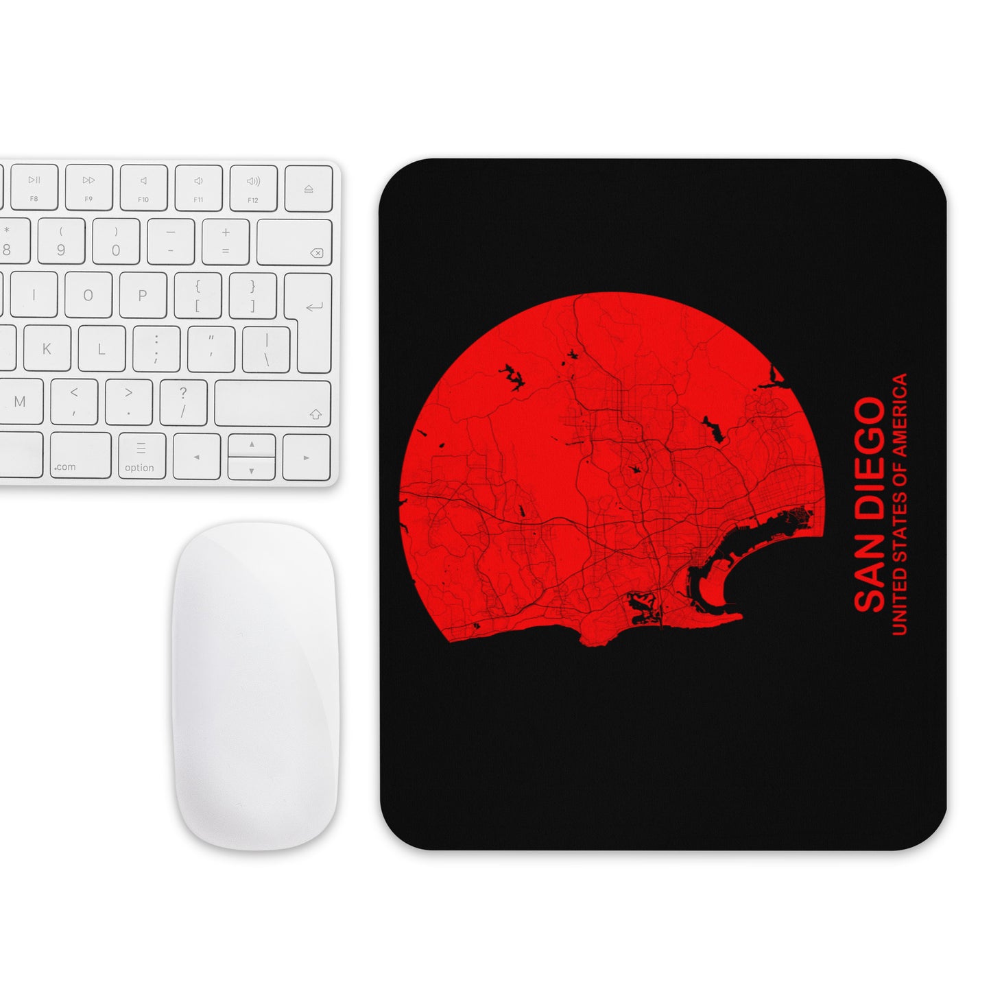 San Diego Circular Red Map Mouse Pad