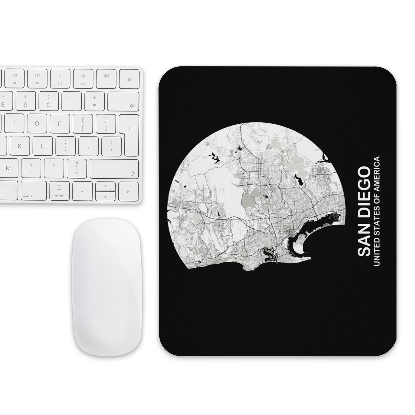San Diego Circular White Map Mouse Pad