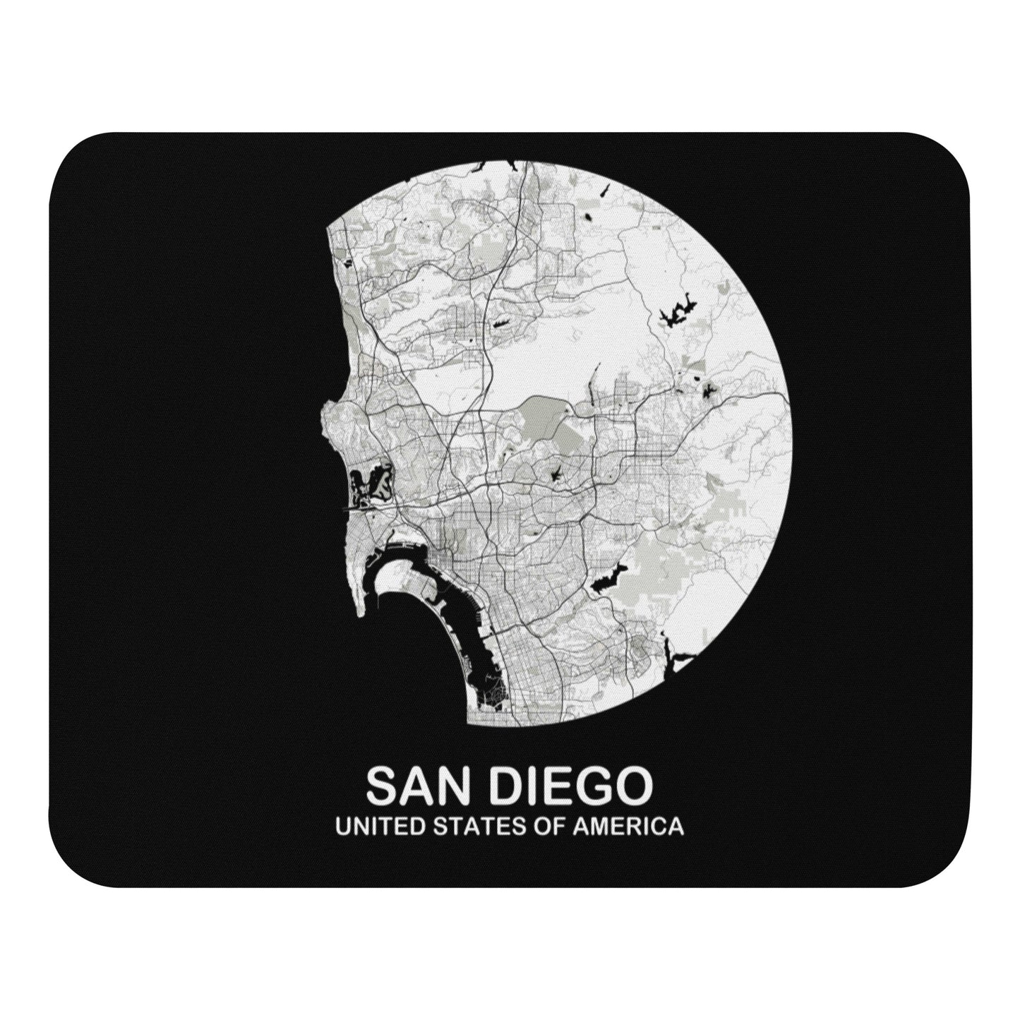 San Diego Circular White Map Mouse Pad