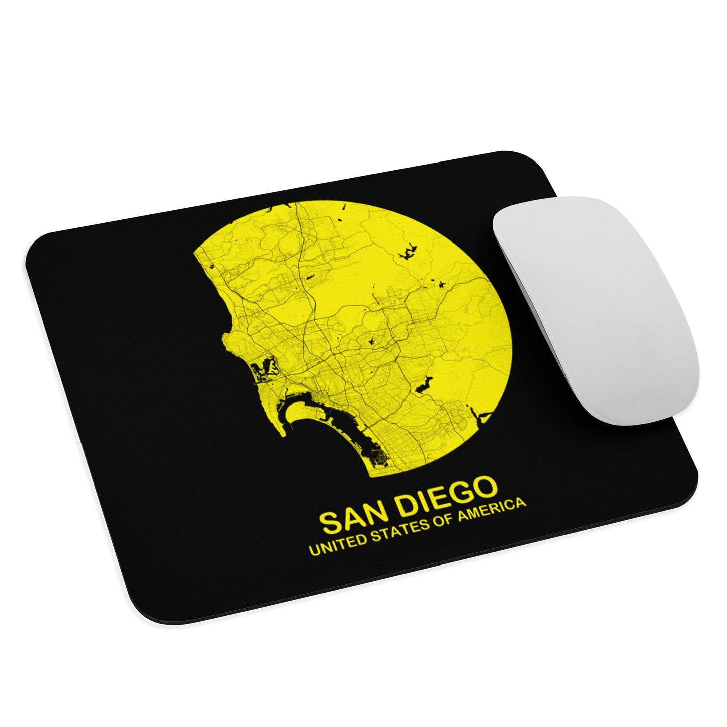 San Diego Circular Yellow Map Mouse Pad
