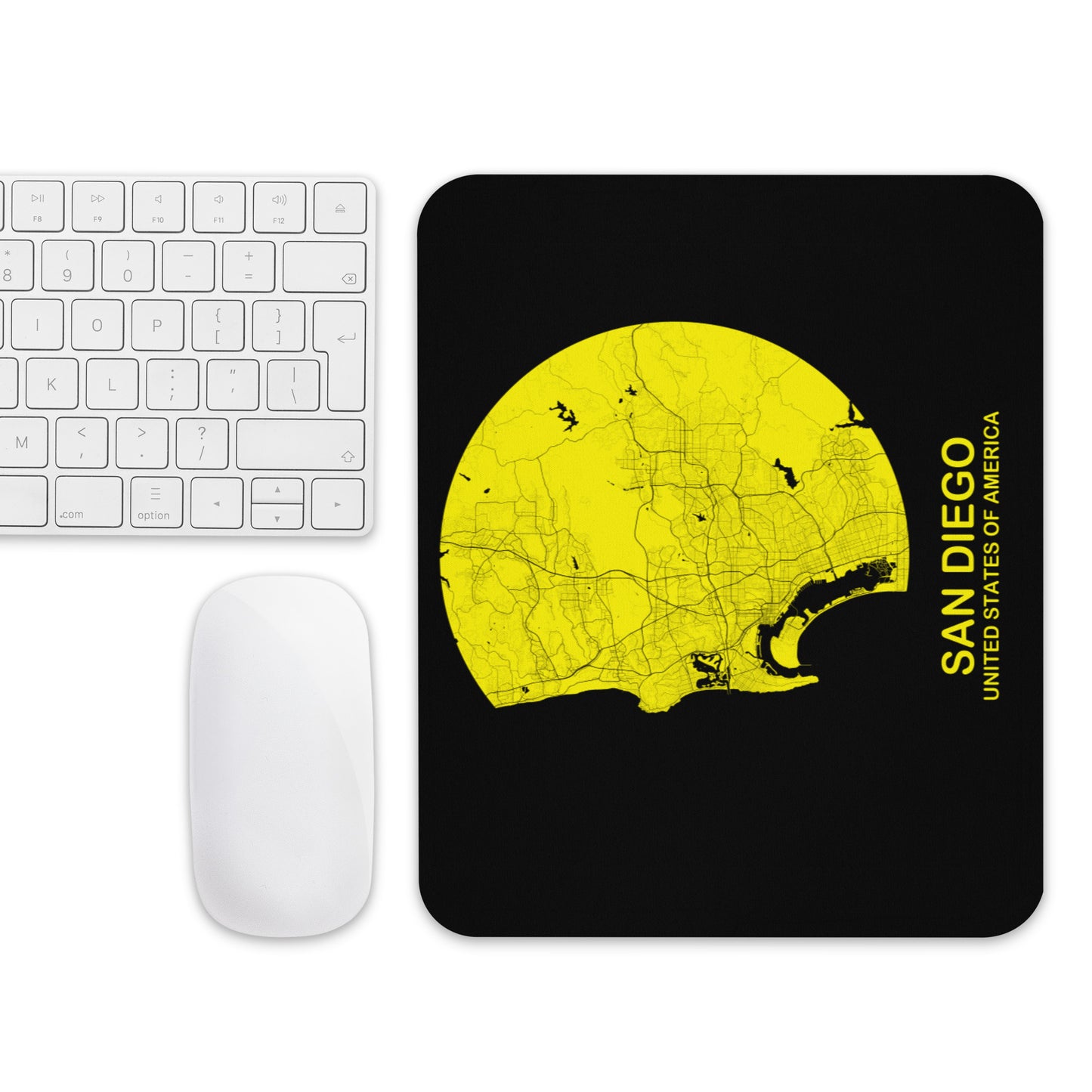 San Diego Circular Yellow Map Mouse Pad
