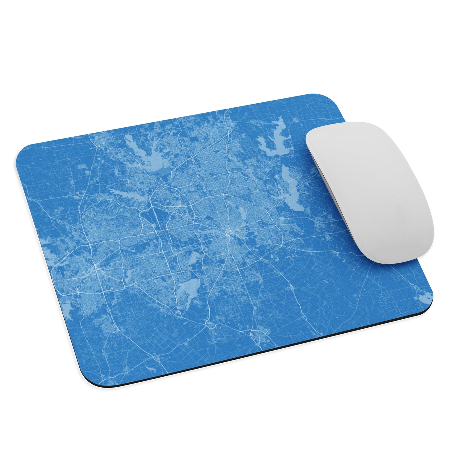 Dallas Blue and White Map Mouse Pad