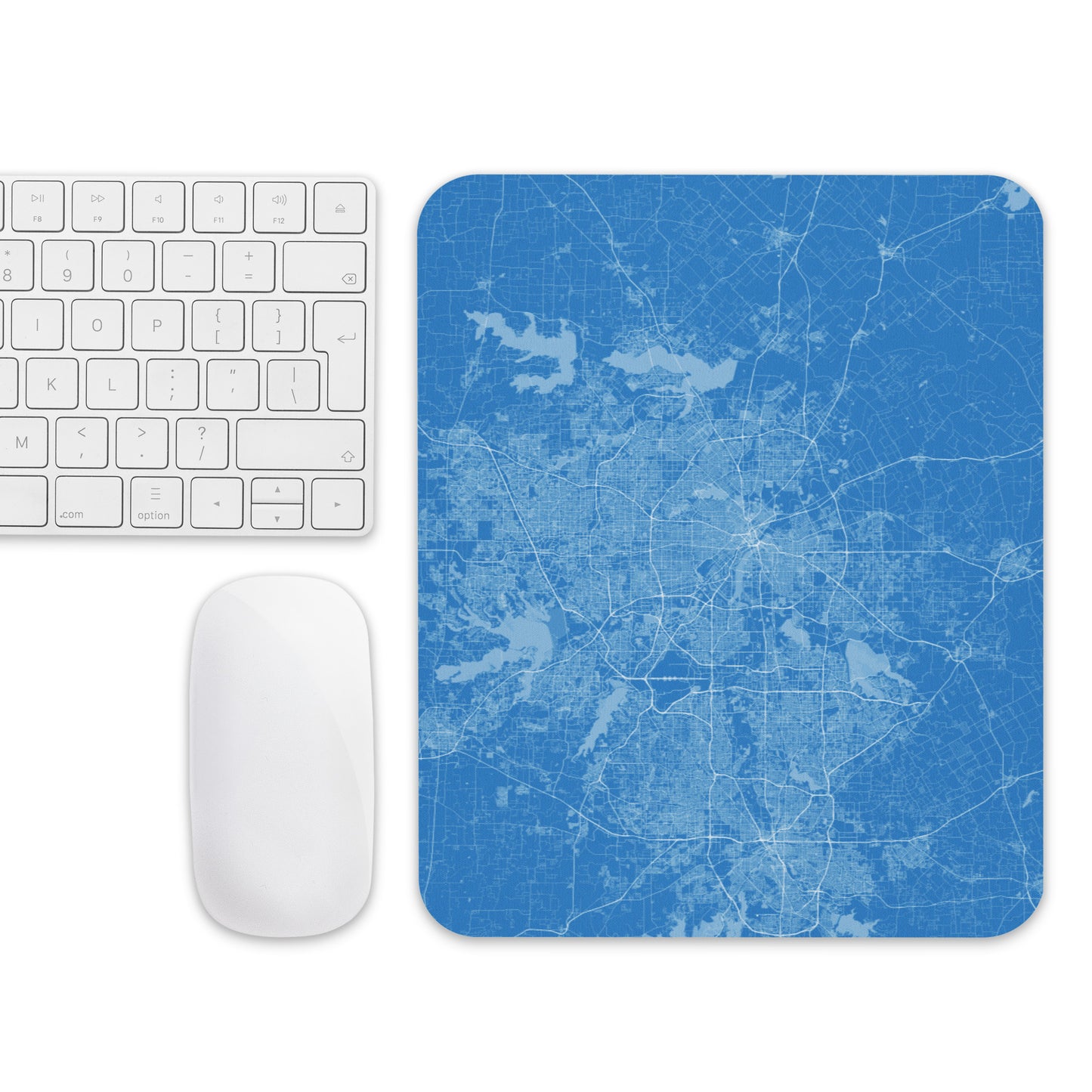 Dallas Blue and White Map Mouse Pad