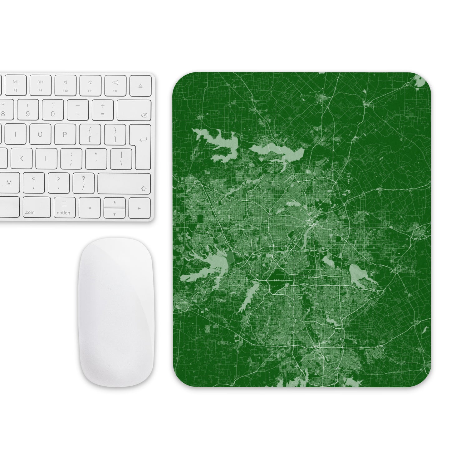 Dallas Green and White Map Mouse Pad