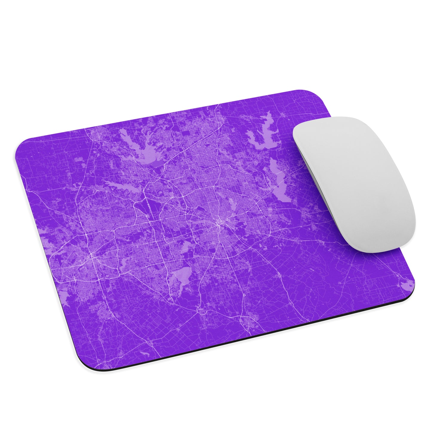 Dallas Purple and White Map Mouse Pad